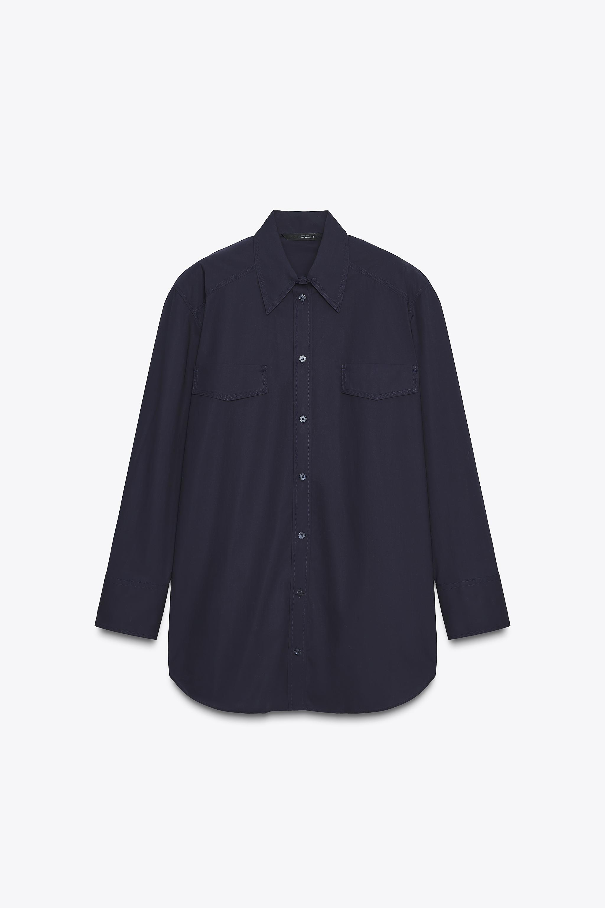 SHOULDER PAD POPLIN SHIRT