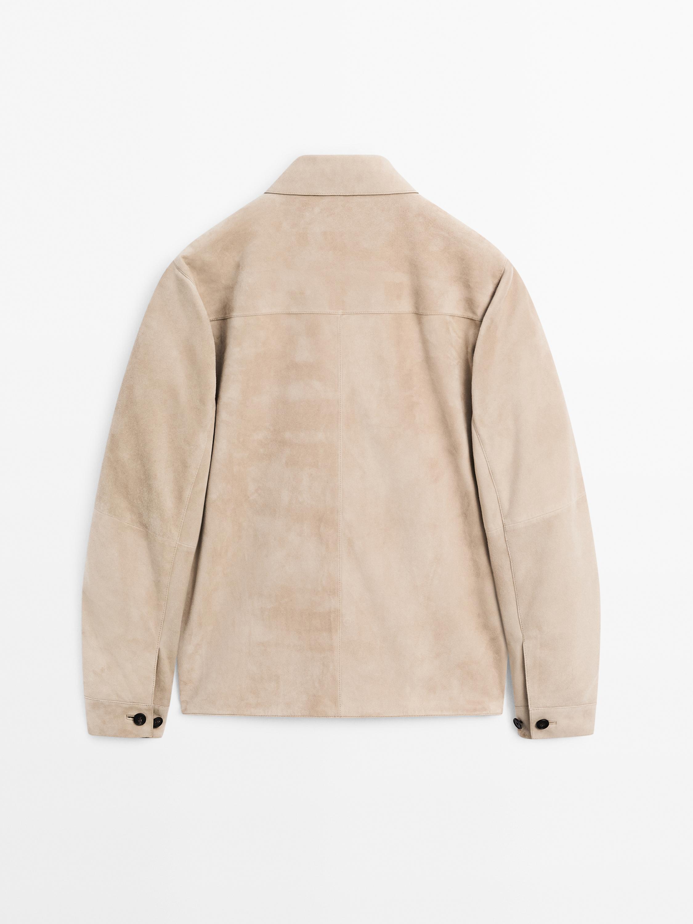 Suede leather overshirt