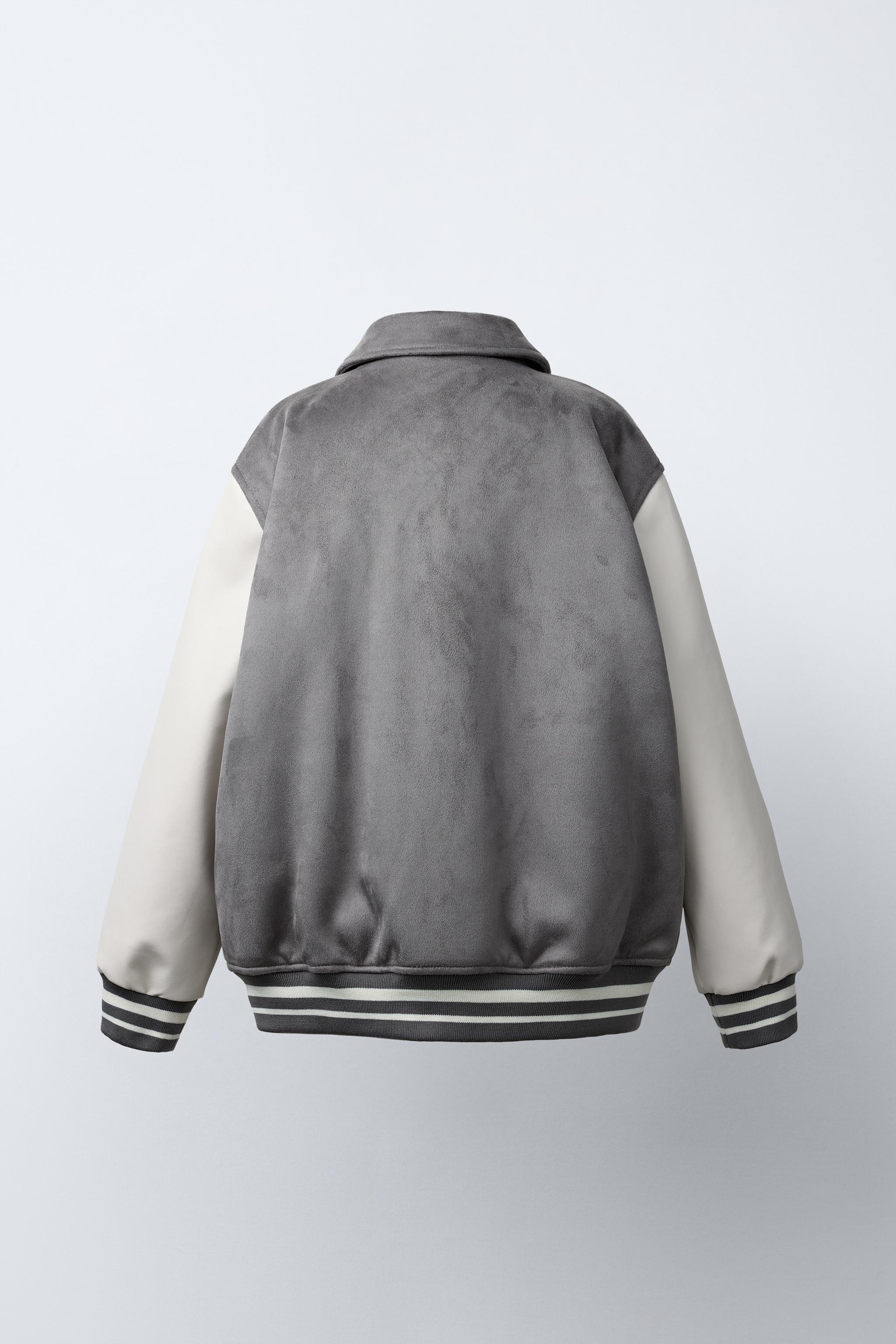 FAUX SUEDE COMBINATION BOMBER JACKET