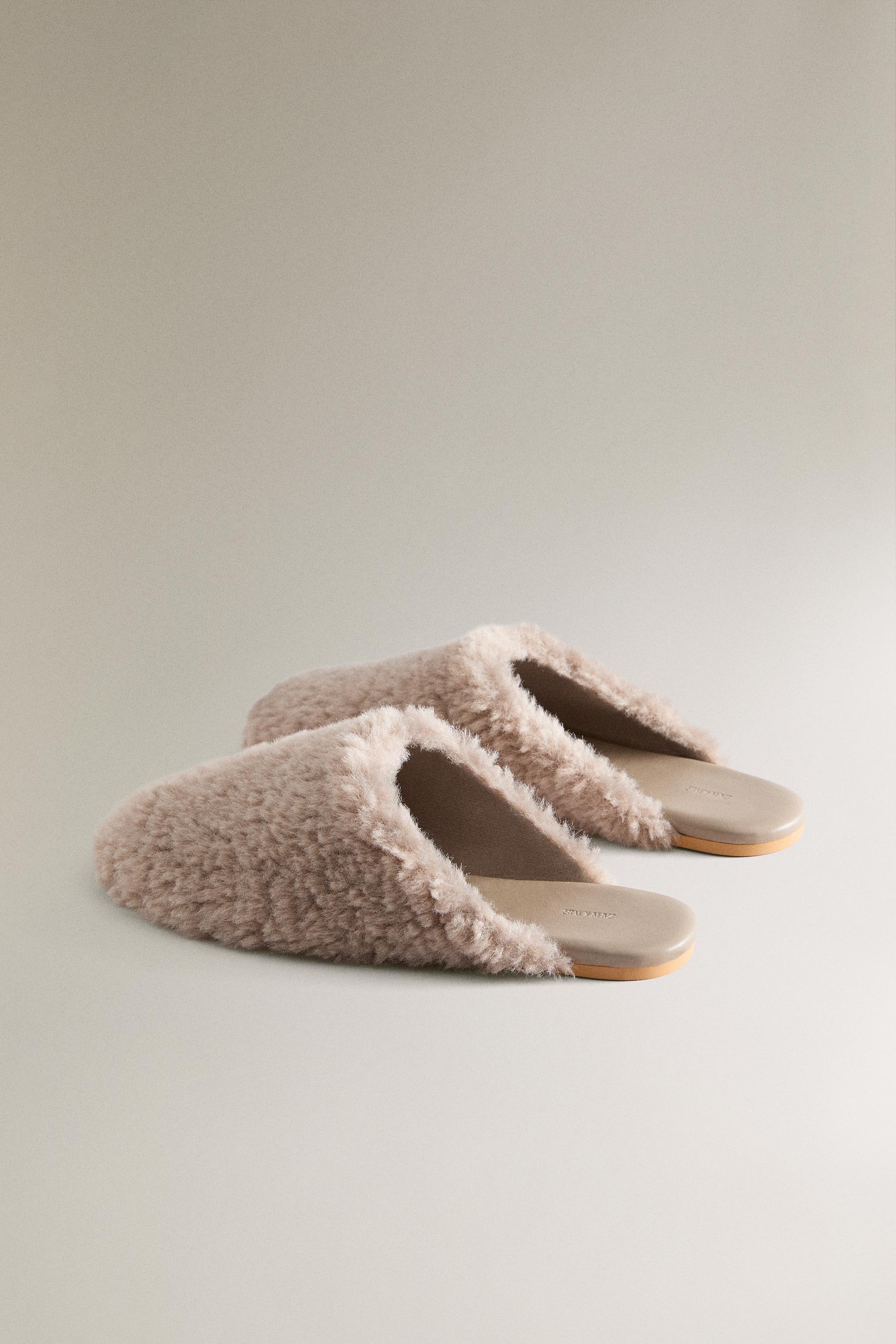WARM LEATHER MULE SLIPPERS