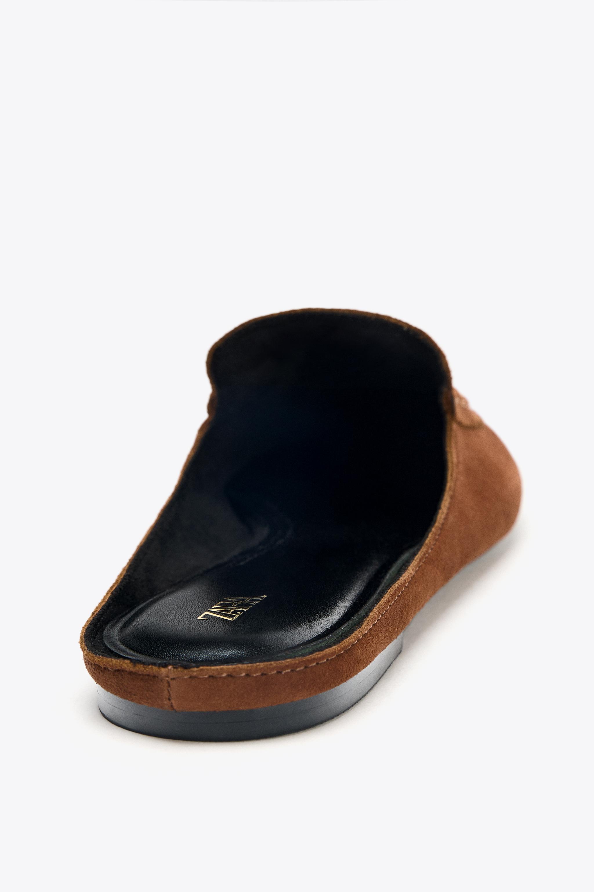 SPLIT LEATHER SLINGBACK SLIPPERS