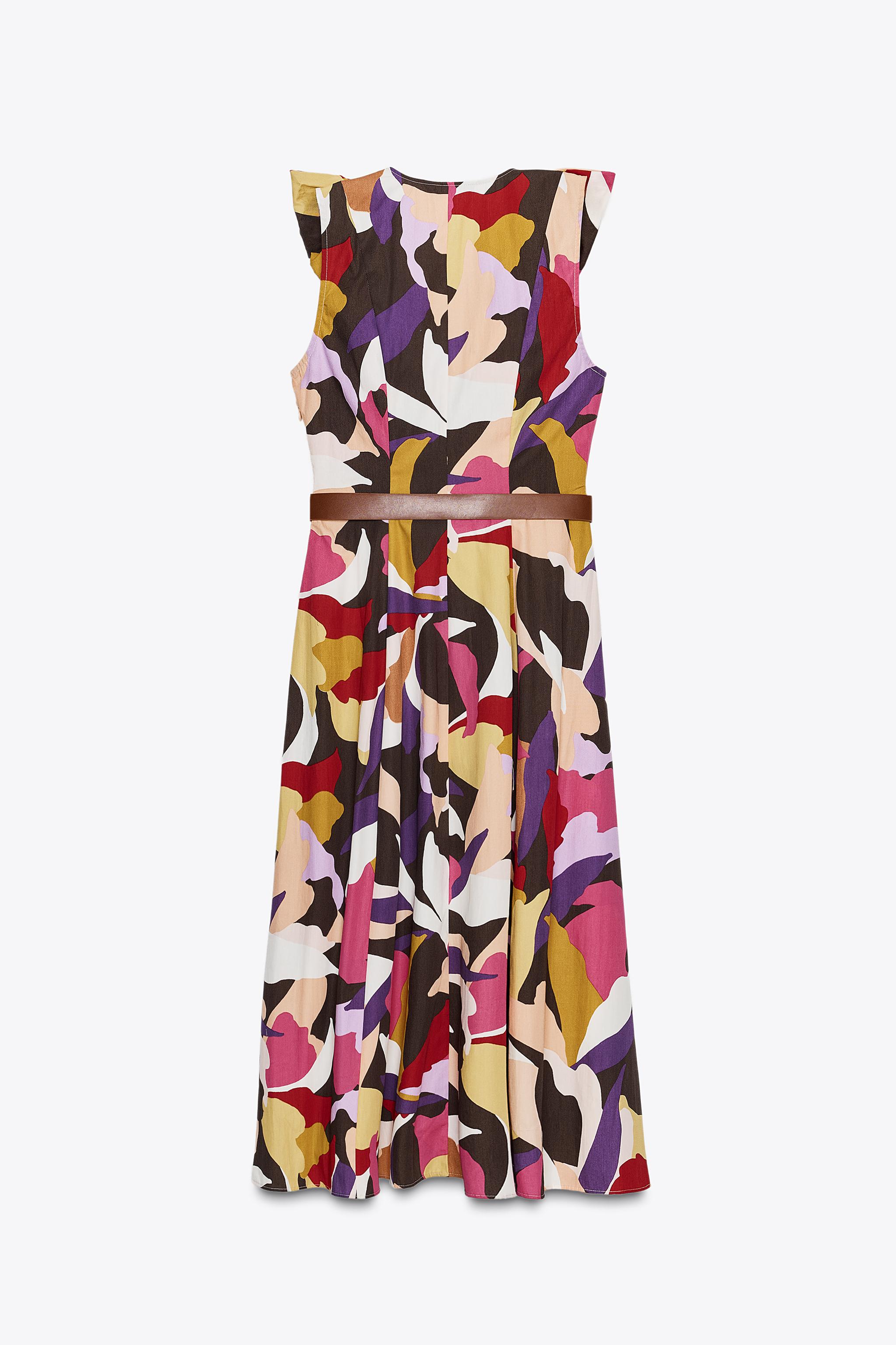 PRINTED POPLIN MIDI DRESS