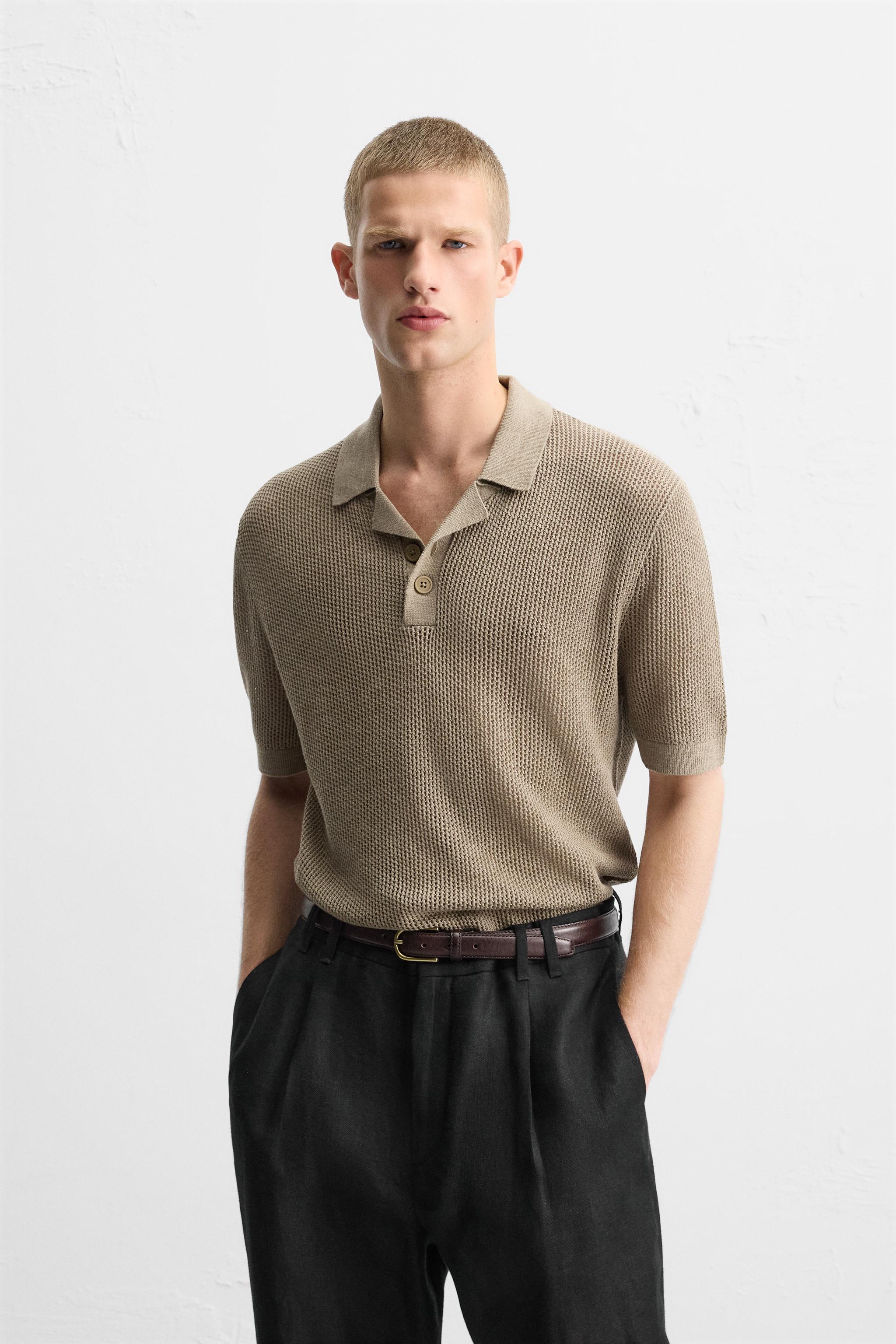 TEXTURED KNIT POLO SHIRT