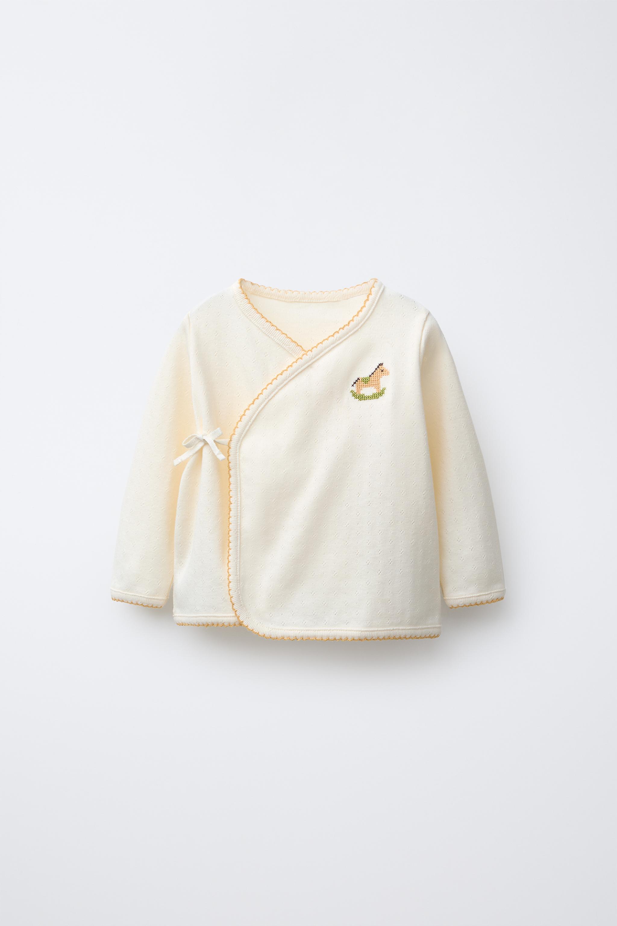 CROSS-STITCH EMBROIDERED HORSE POINTELLE T-SHIRT