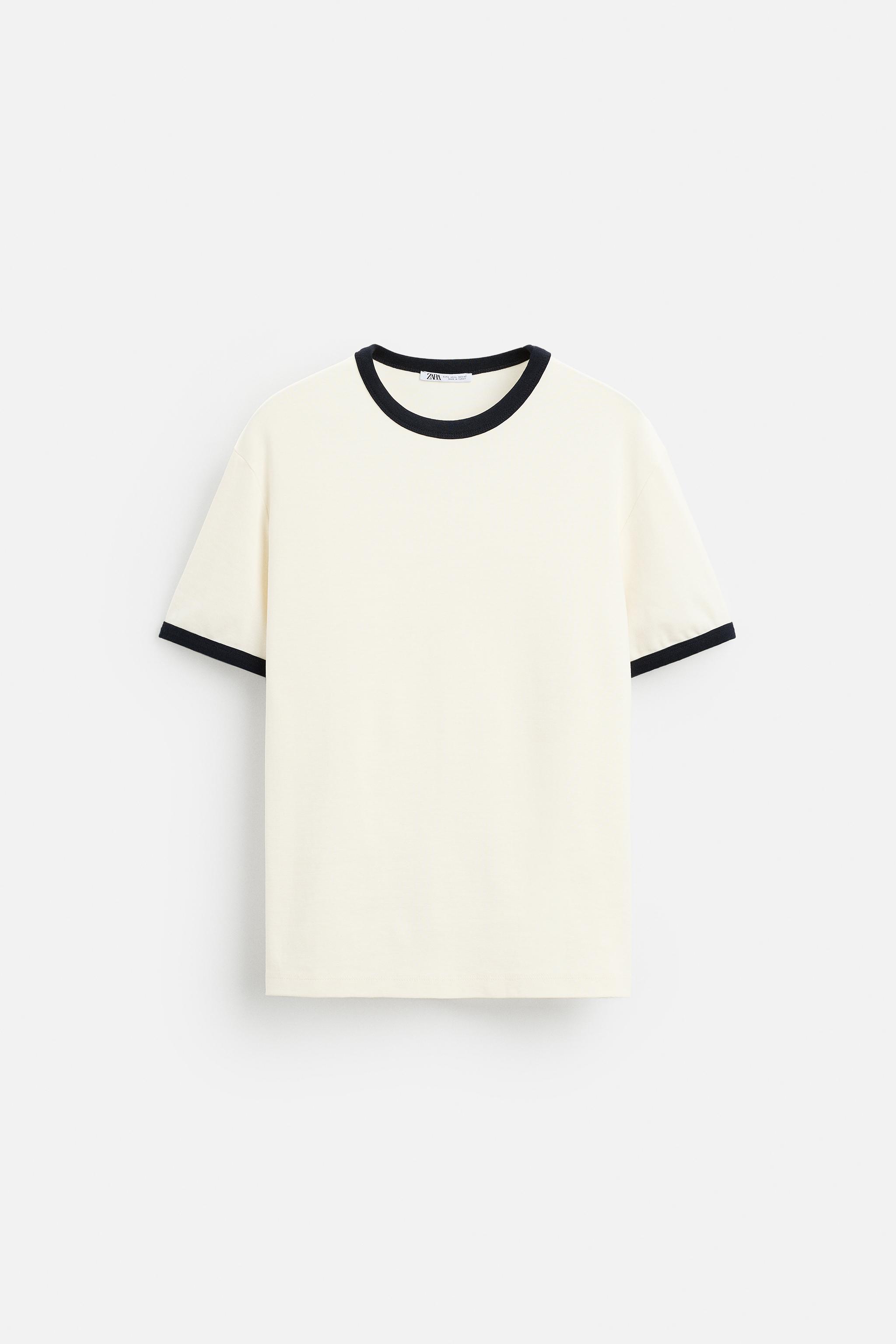 BASIC CONTRAST RIBBED T-SHIRT
