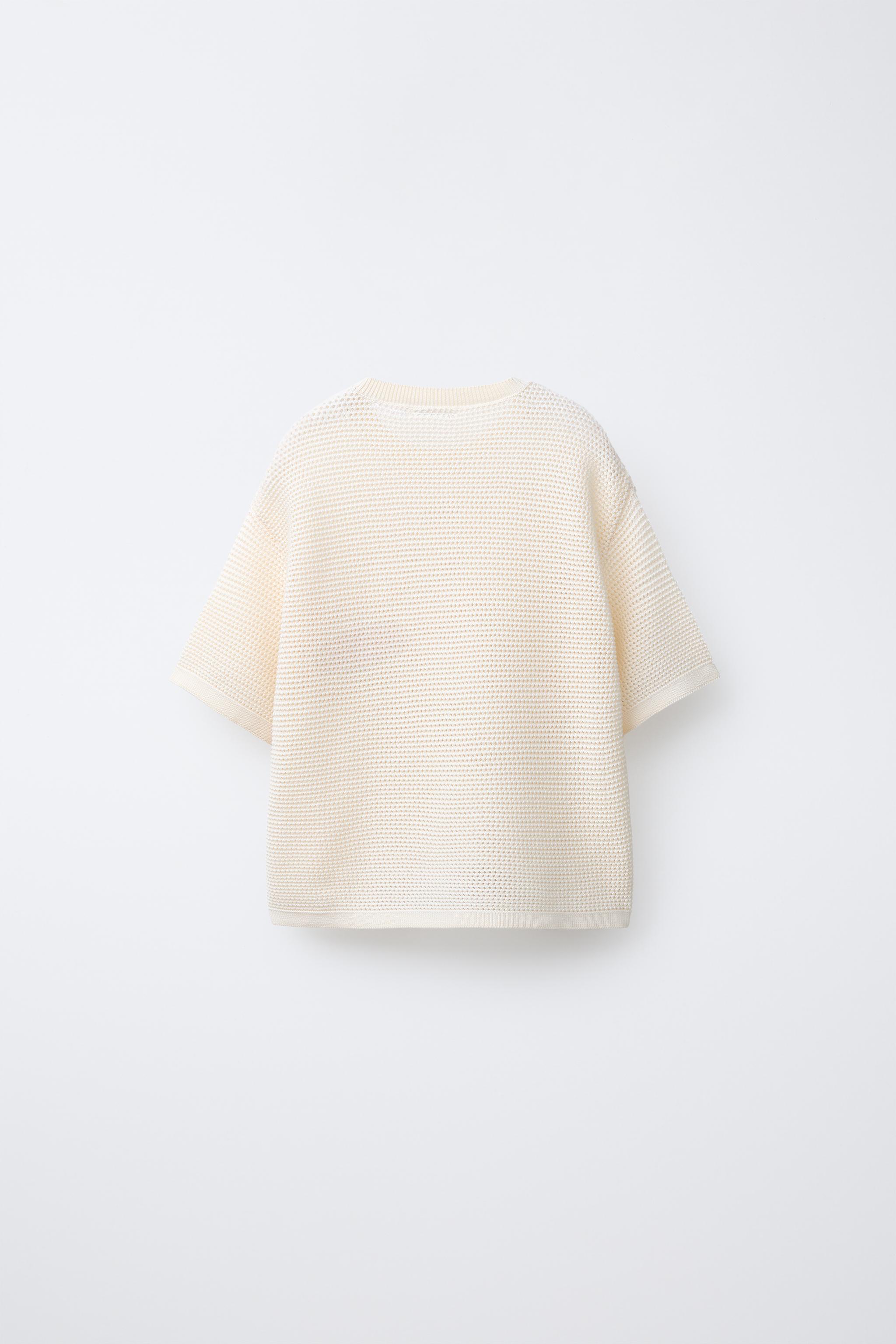 SHARK EMBROIDERED KNIT T-SHIRT