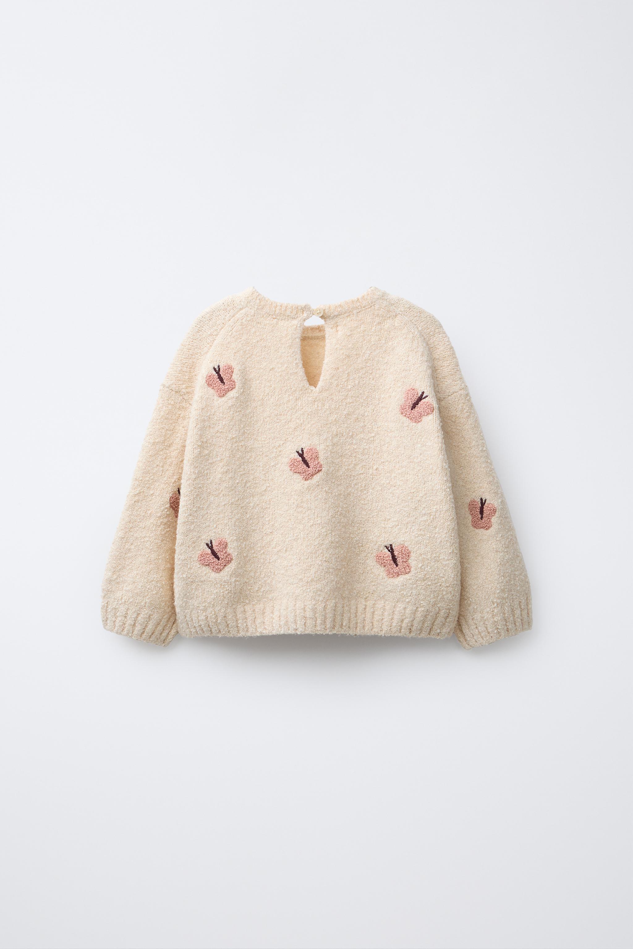 BUTTERFLY EMBROIDERED KNIT SWEATER