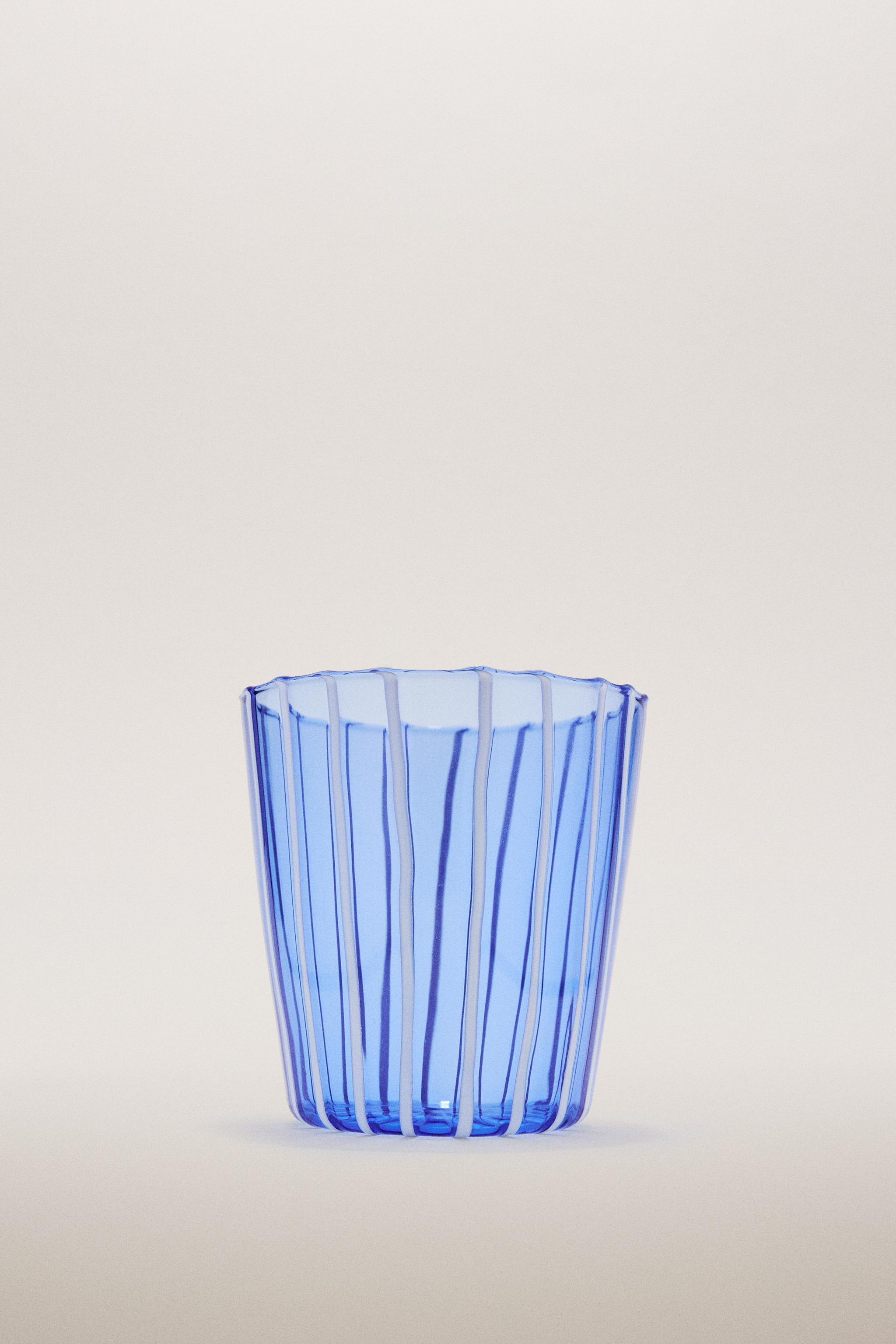 STRIPED BOROSILICATE GLASS TUMBLER WITH LINES