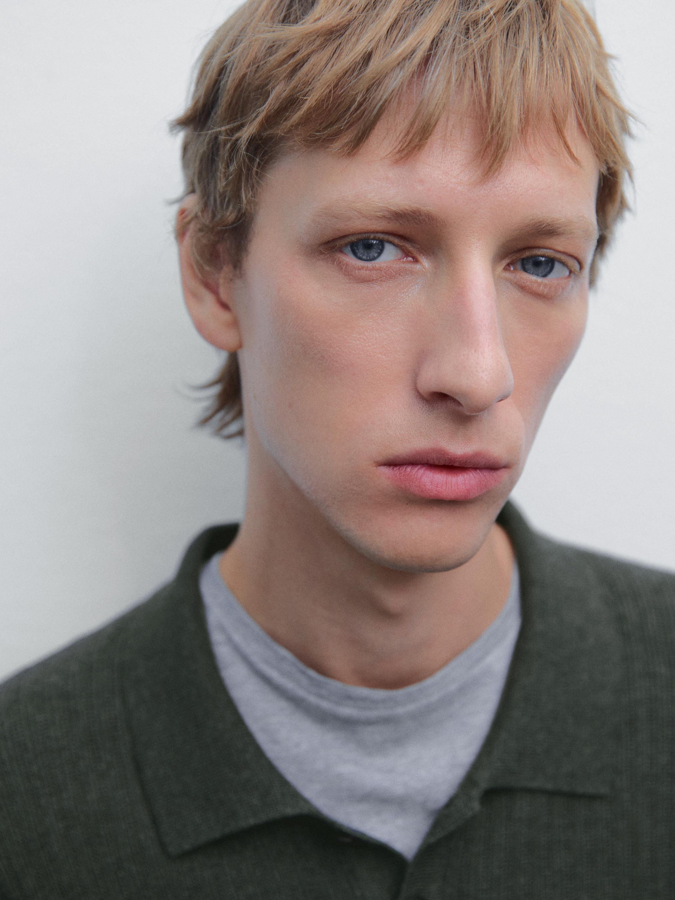 Cotton blend knit polo sweater