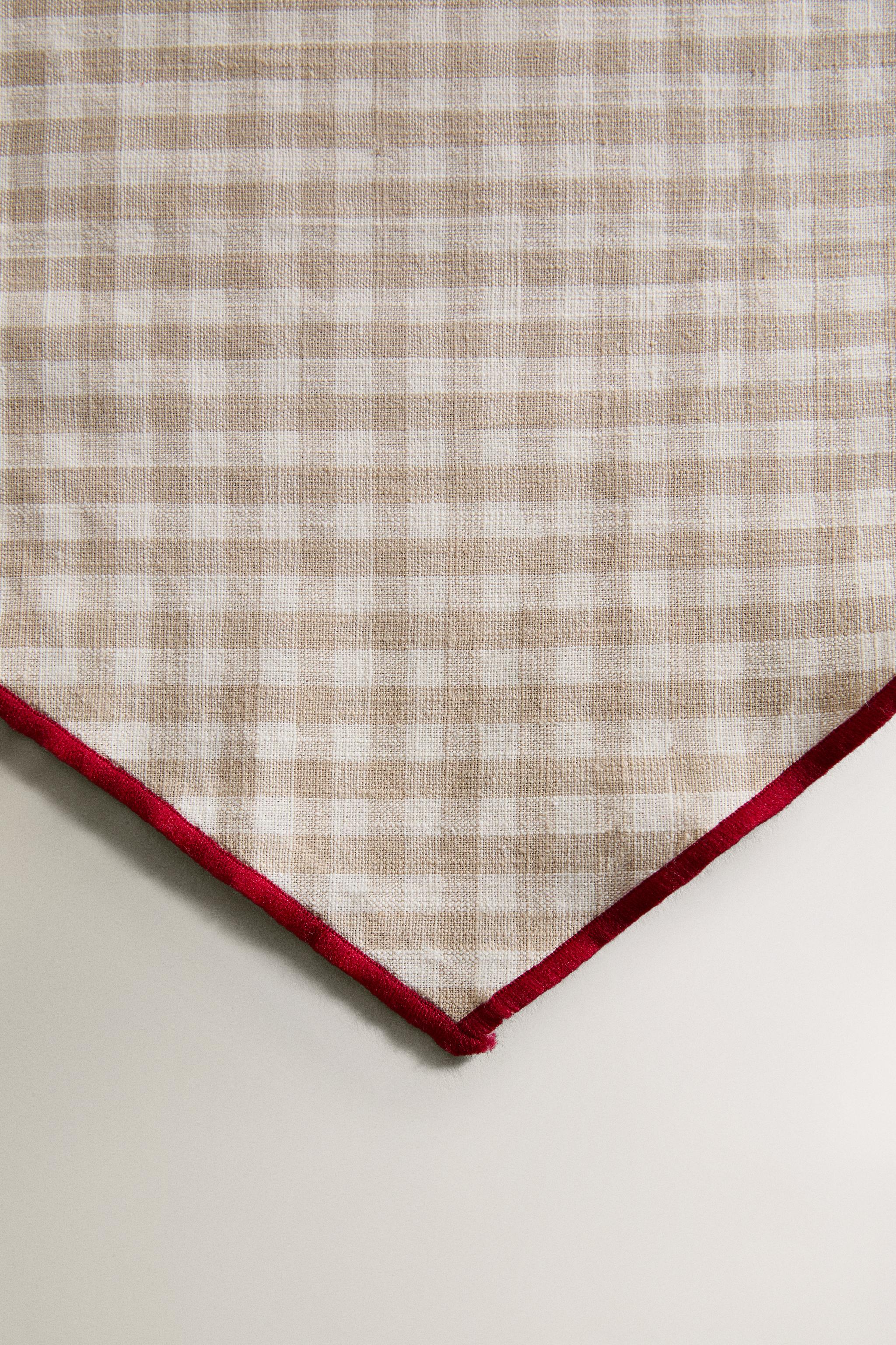 LINEN COTTON CHECKED PET BANDANA