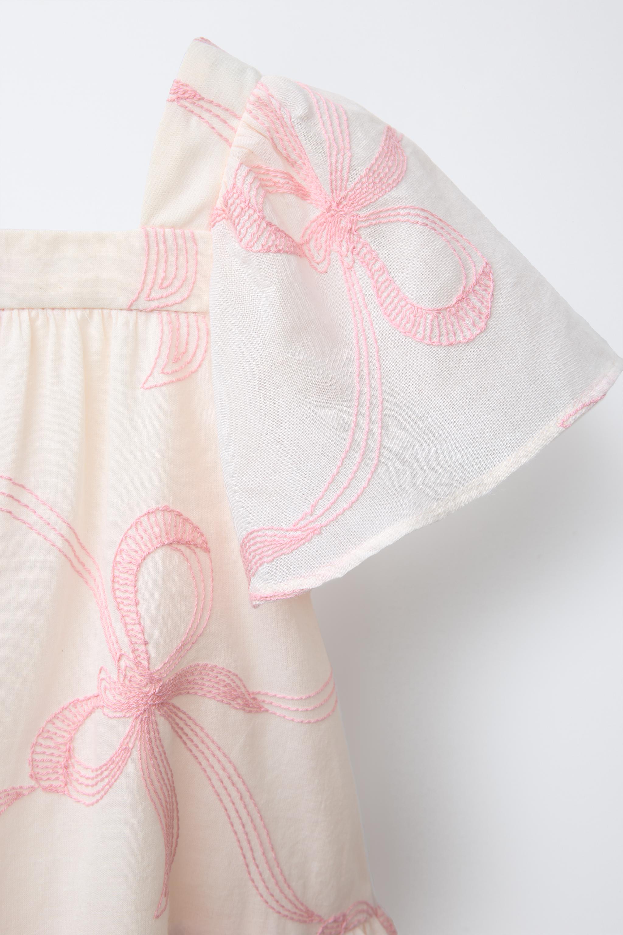 EMBROIDERED BOW DRESS