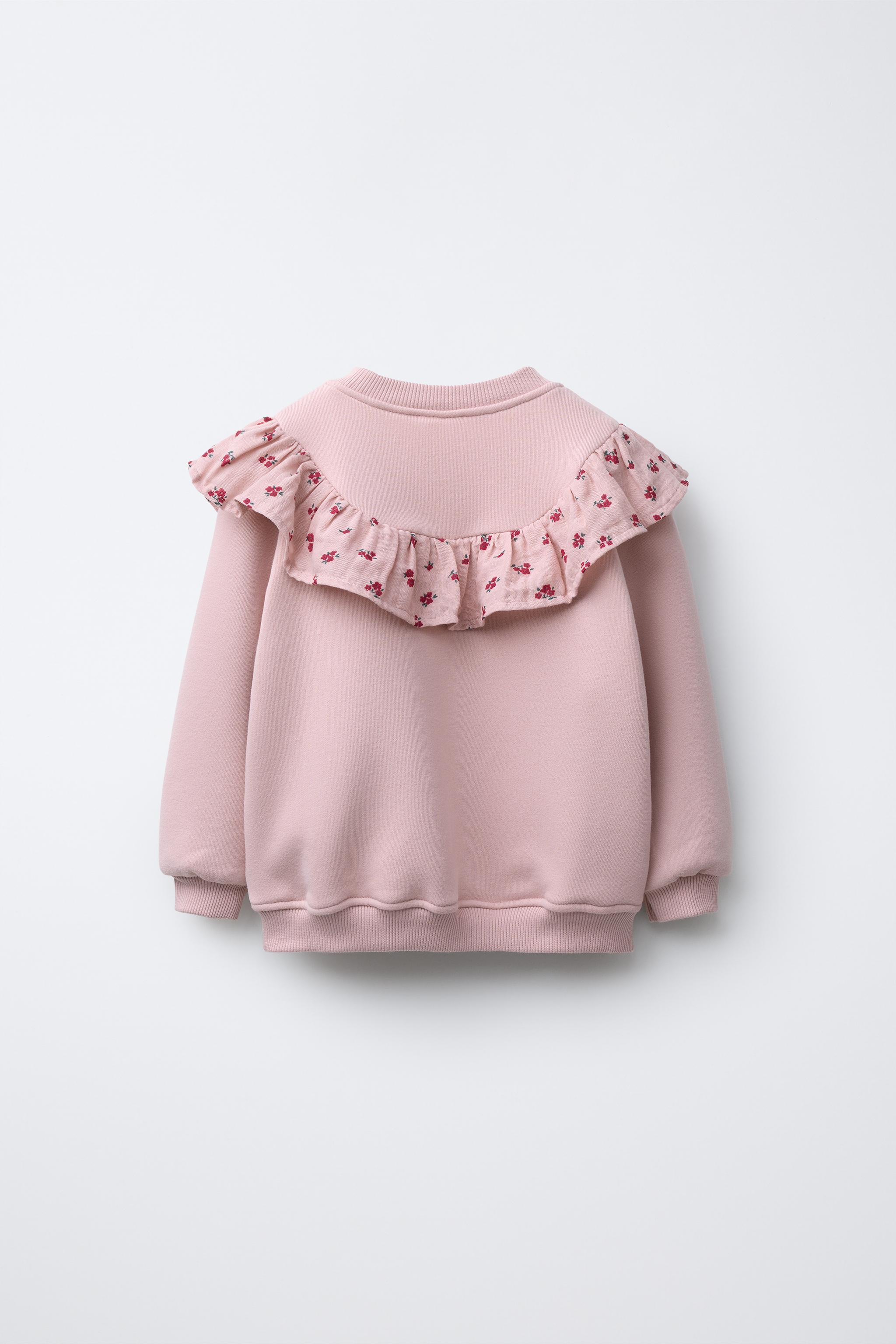 FLORAL RUFFLE SWEATSHIRT