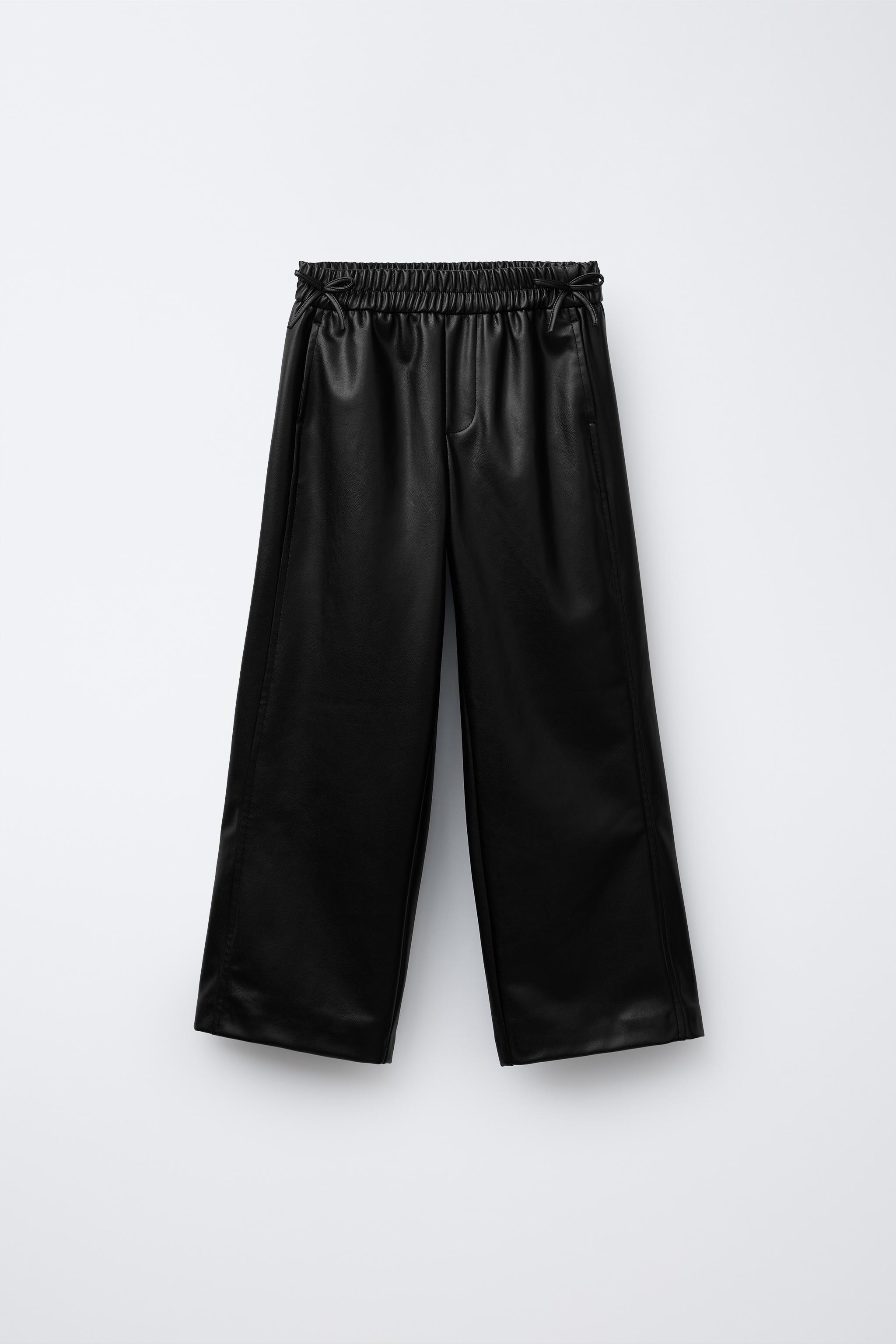 FAUX LEATHER BOW PANTS
