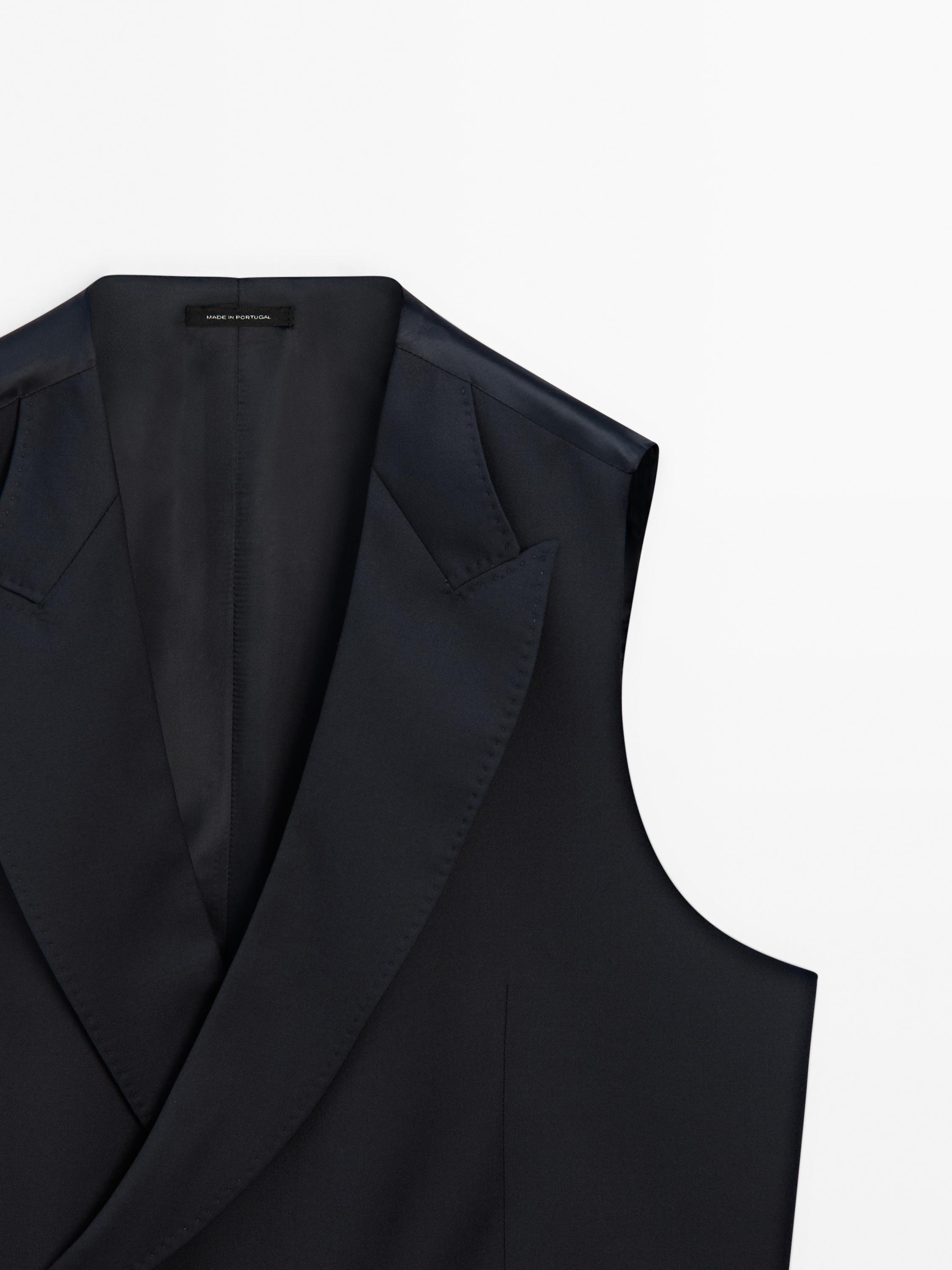 Plain 100% wool suit waistcoat