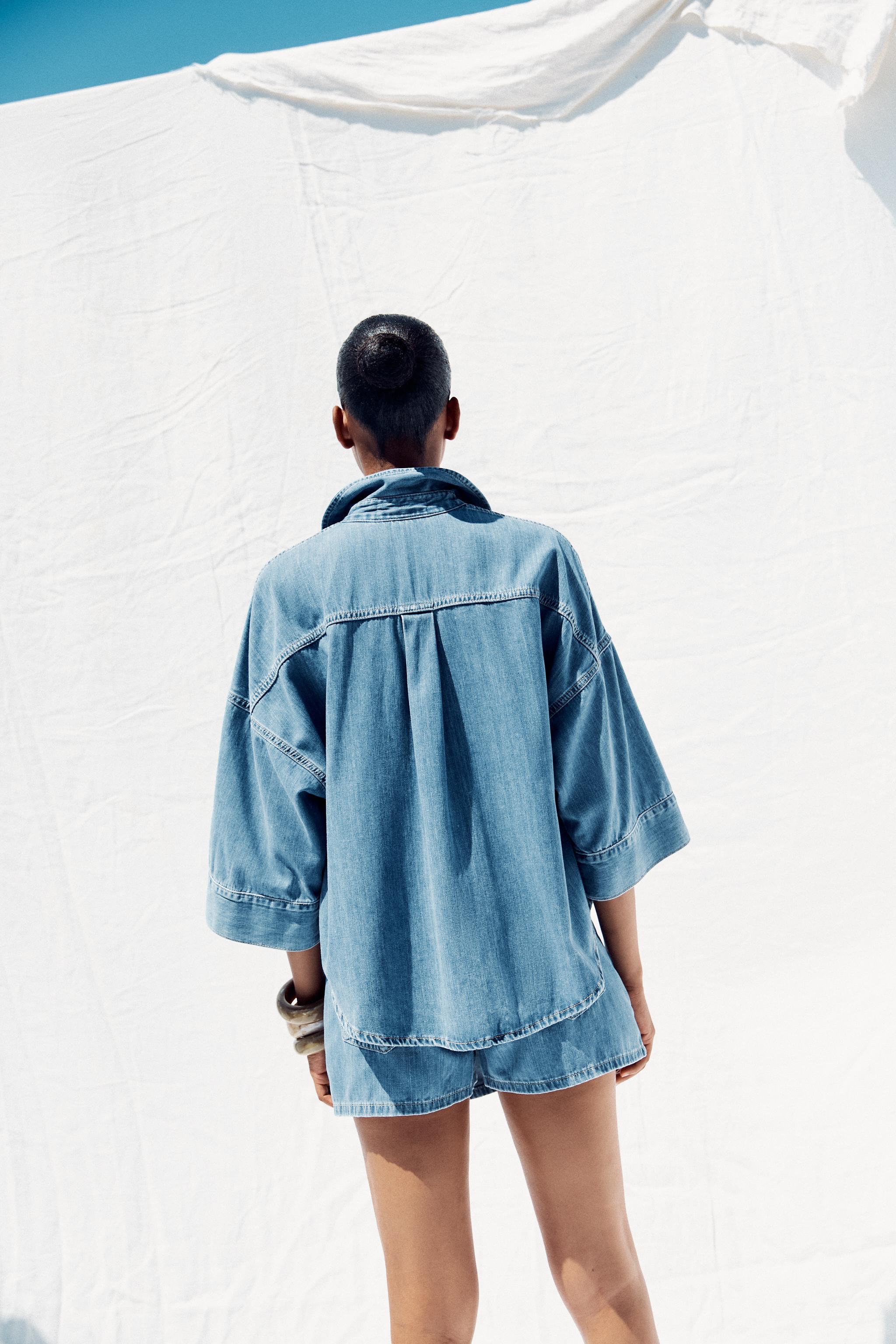 Z1975 FLOWY WIDE-SLEEVE DENIM SHIRT