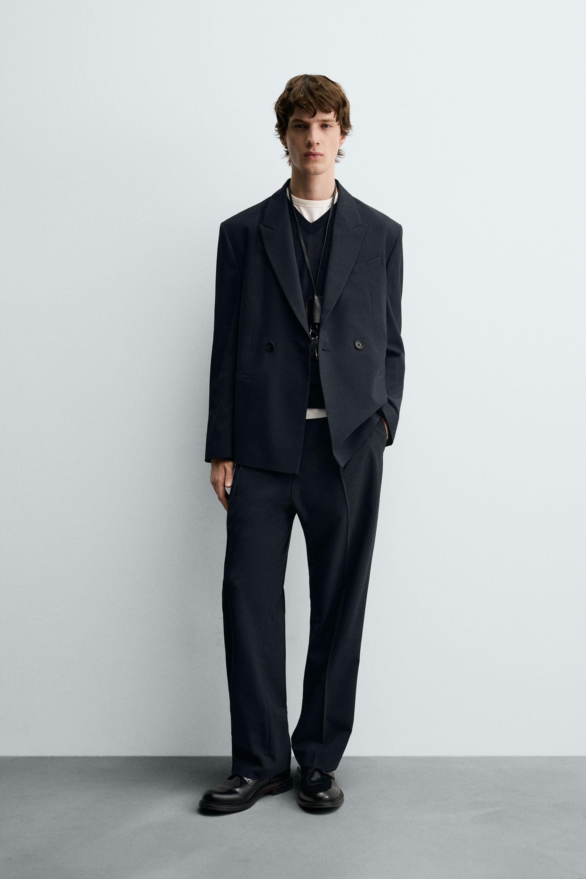 STRIPED DOUBLE BREASTED SUIT BLAZER