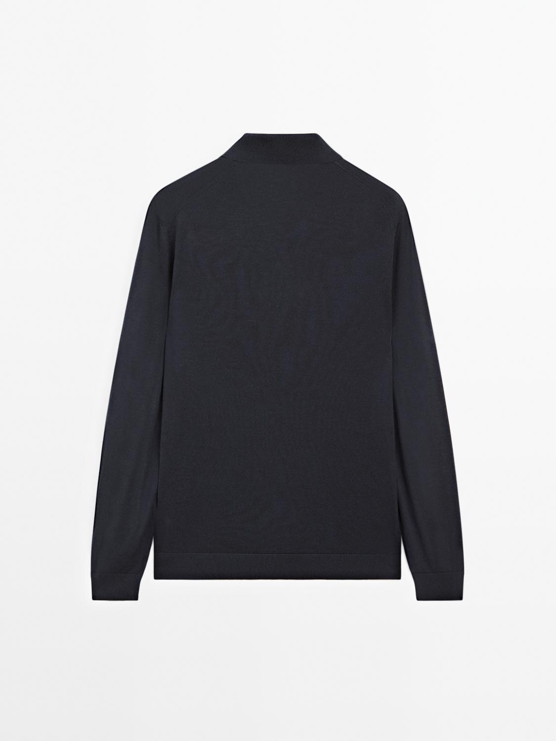 100% merino wool knit polo sweater