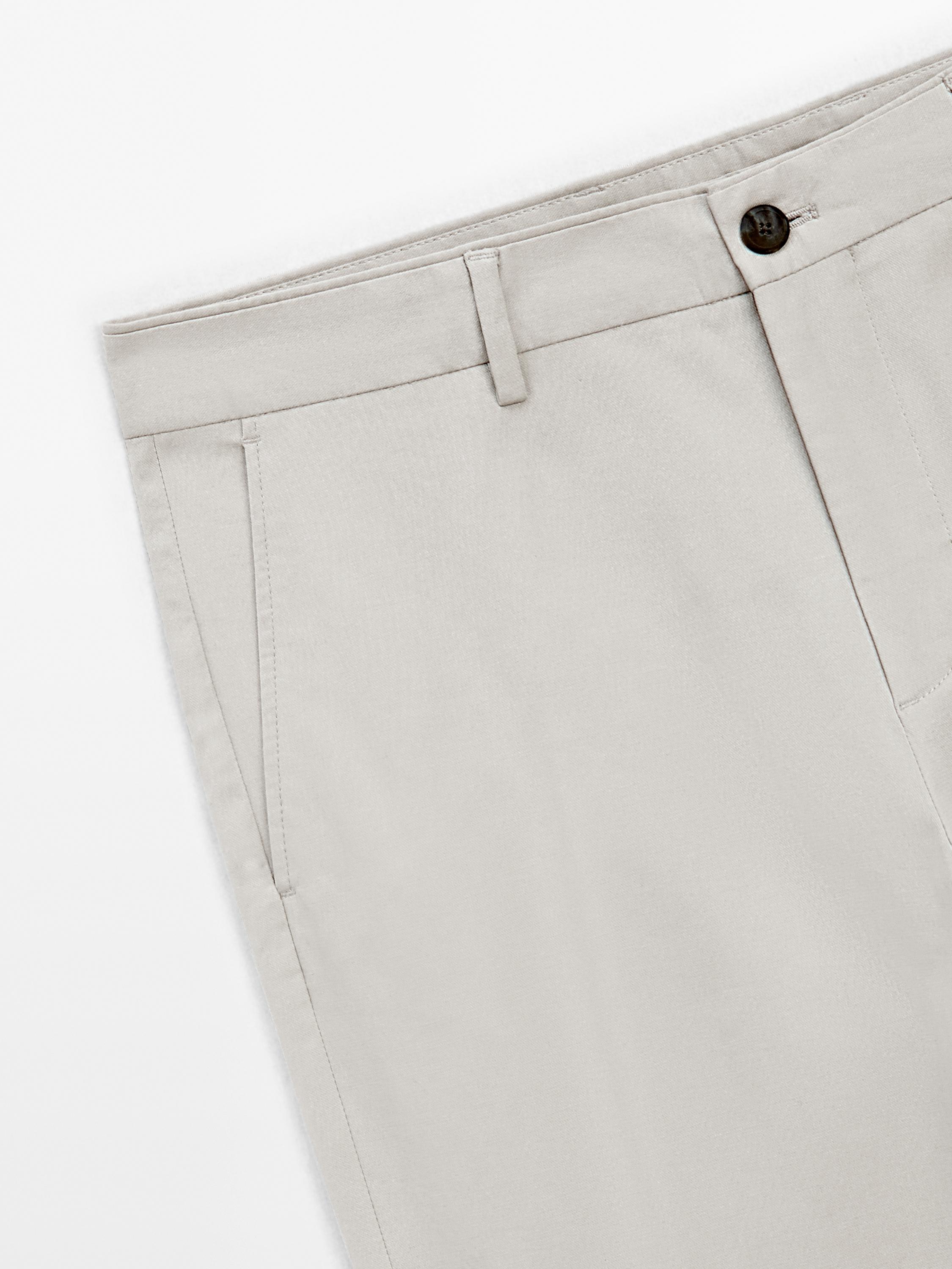Cotton blend tapered fit trousers
