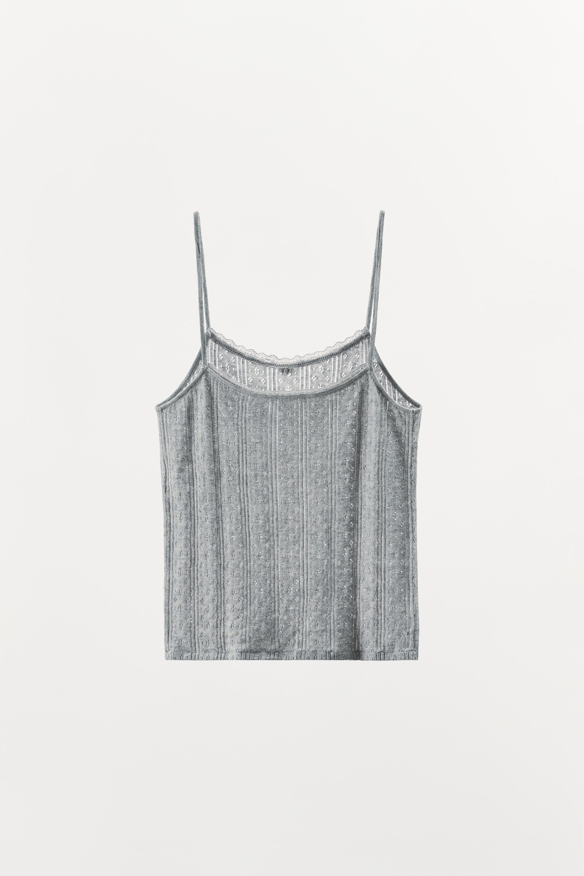 POINTELLE FLORAL STRAP TOP