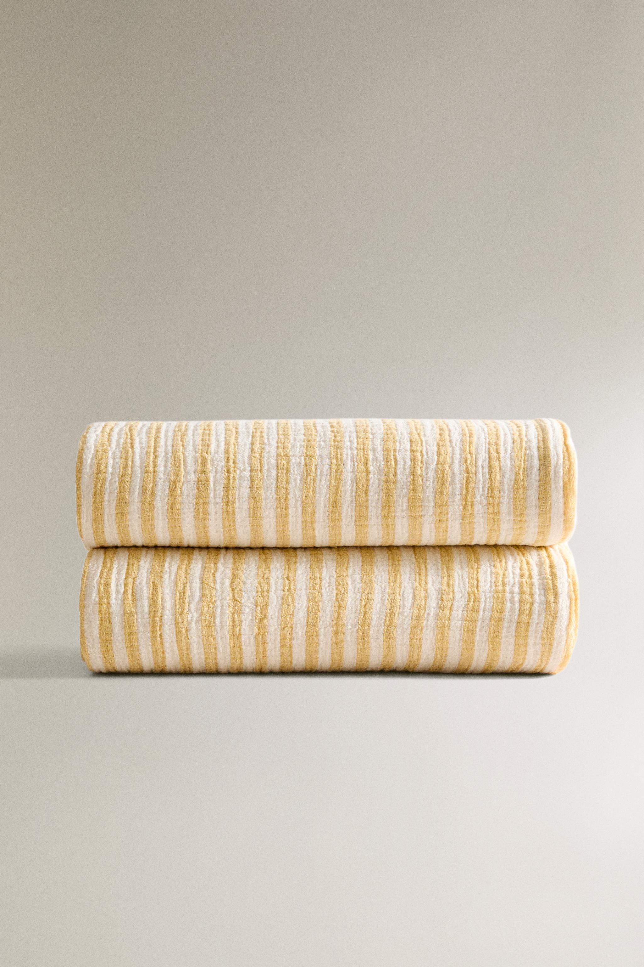 STRIPED COTTON MUSLIN BLANKET