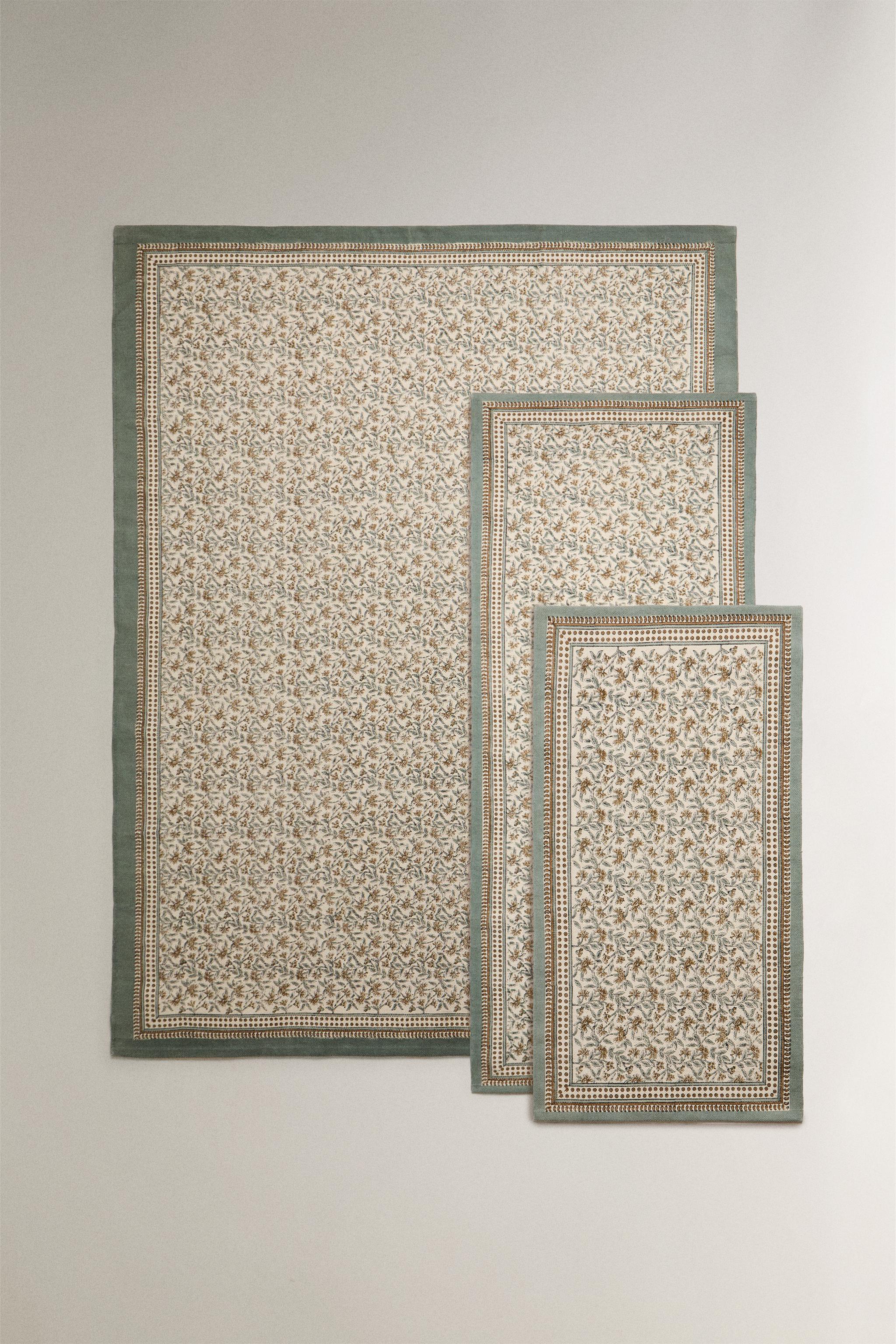 FLORAL BLOCK PRINT AREA RUG