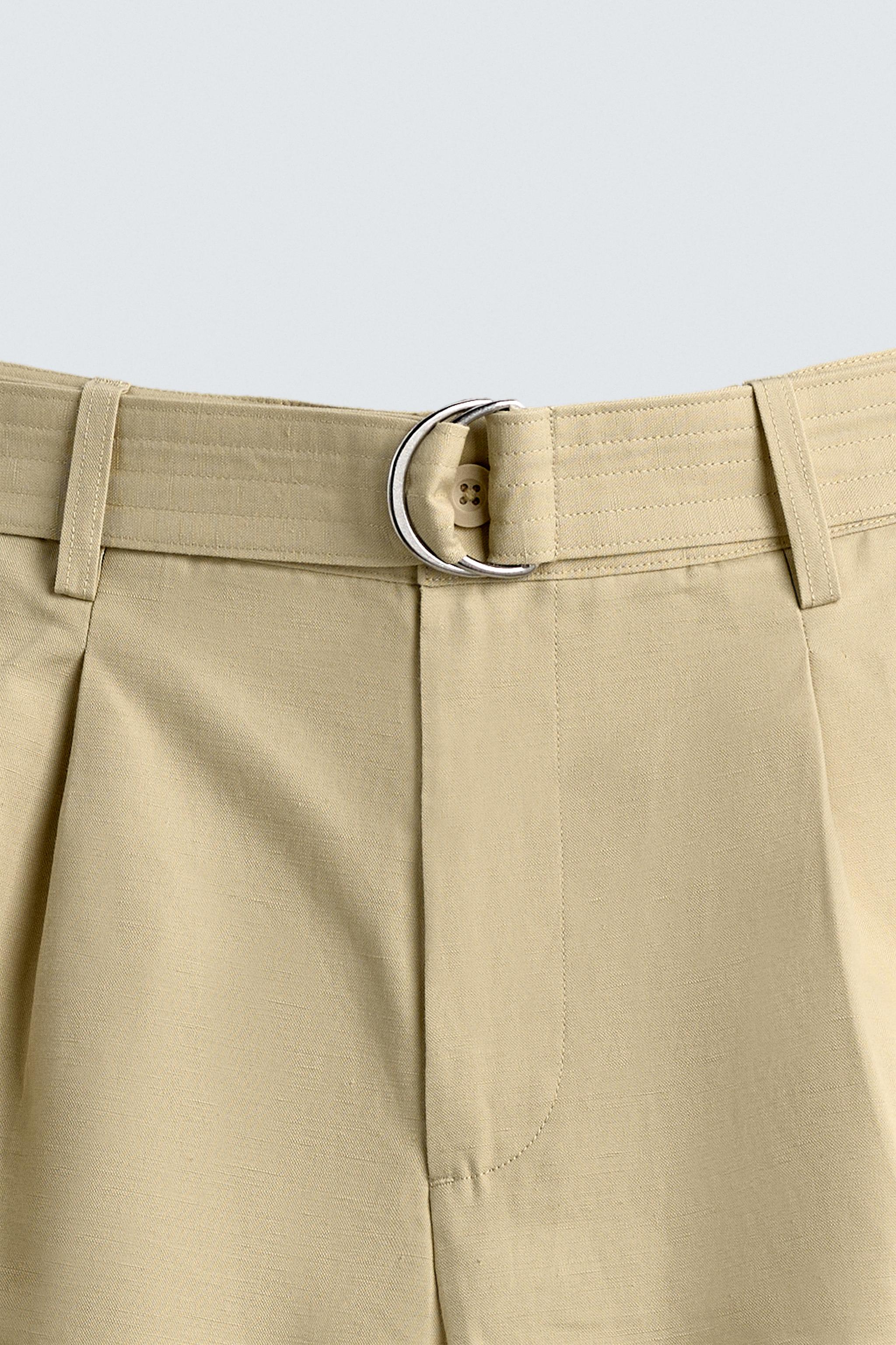 COTTON LINEN BELTED SHORTS