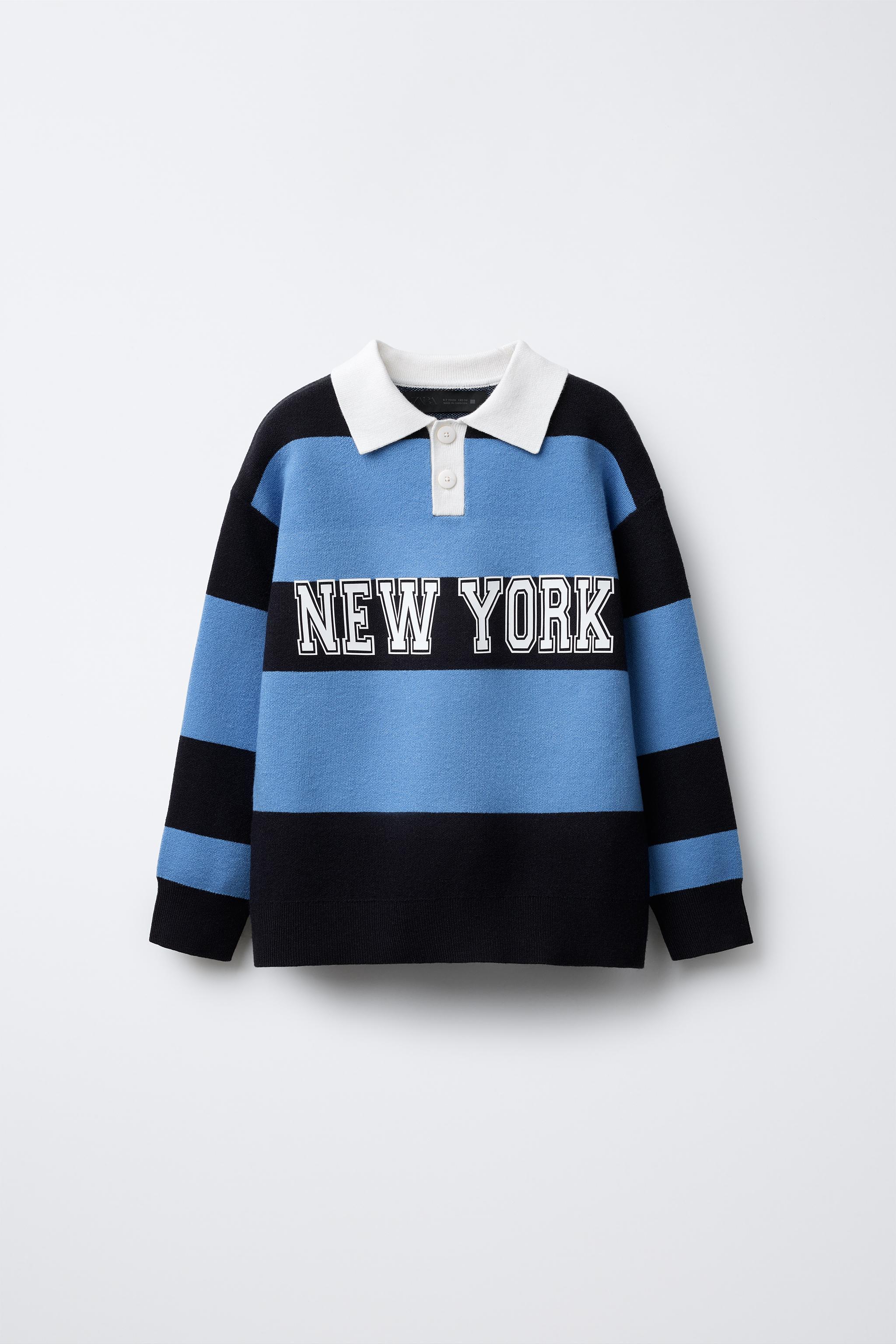 STRIPED VARSITY KNIT POLO SWEATER