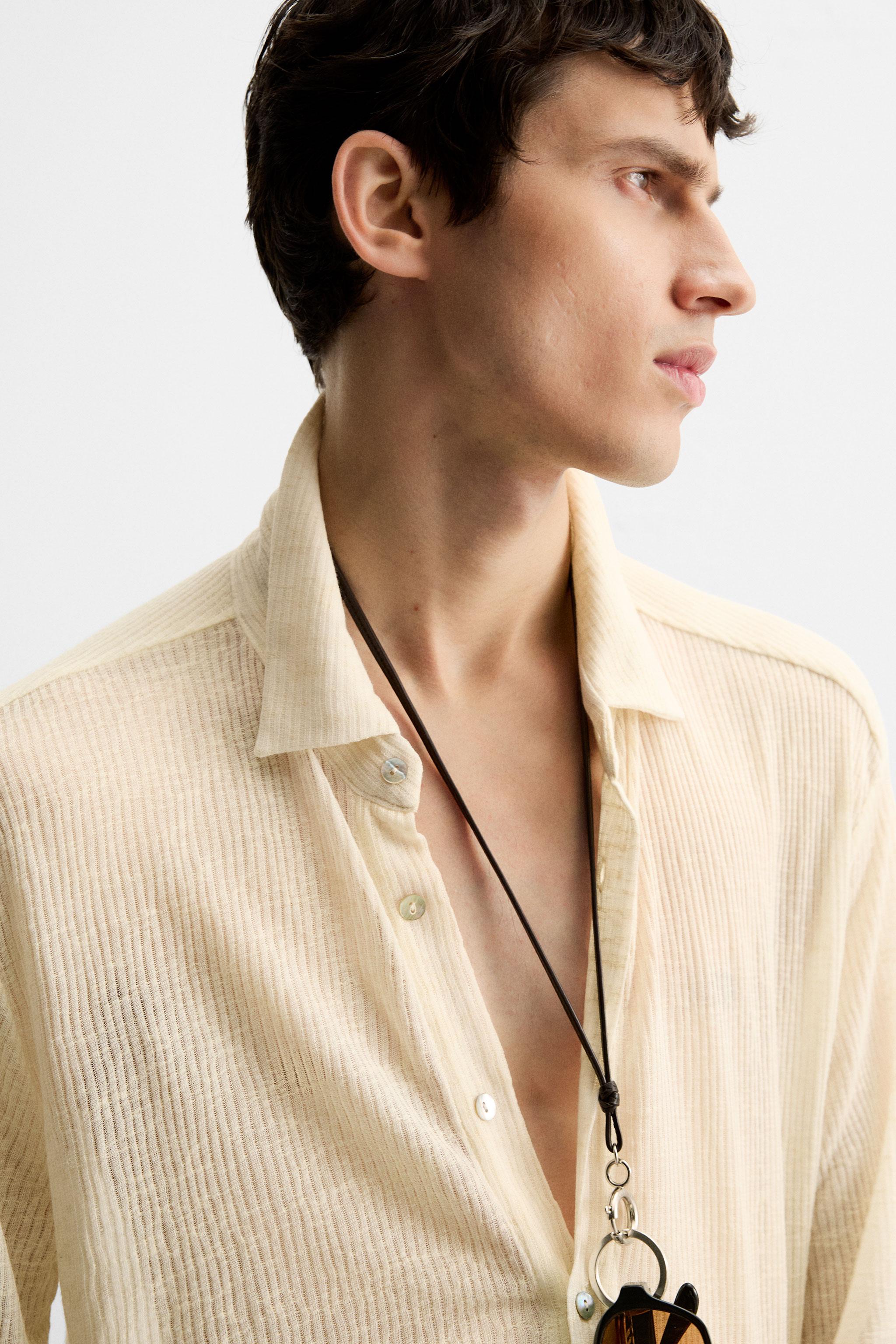 SEMI-SHEER TEXTURED SHIRT
