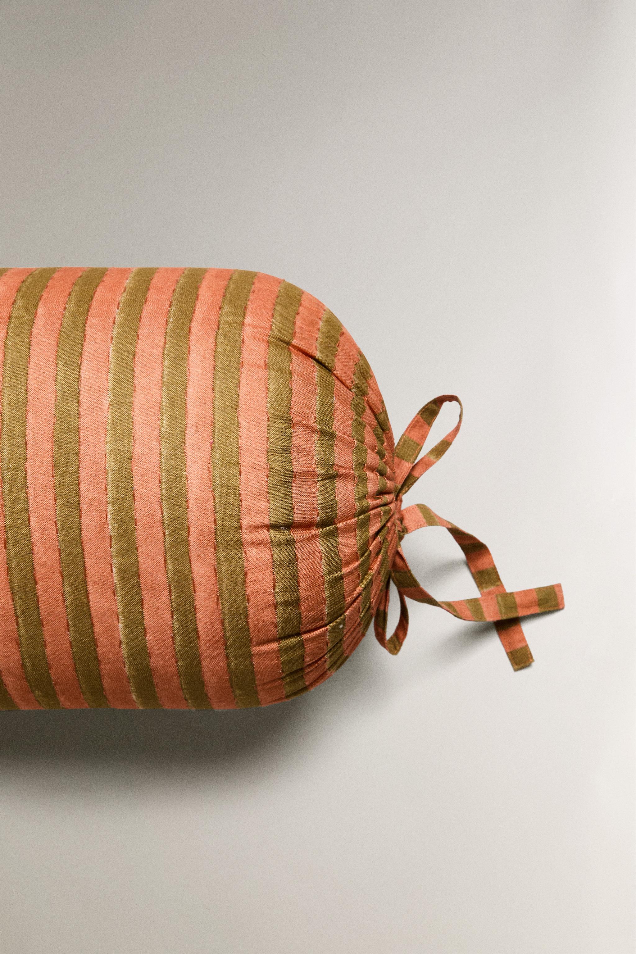 STRIPED CYLINDRICAL CUSHION