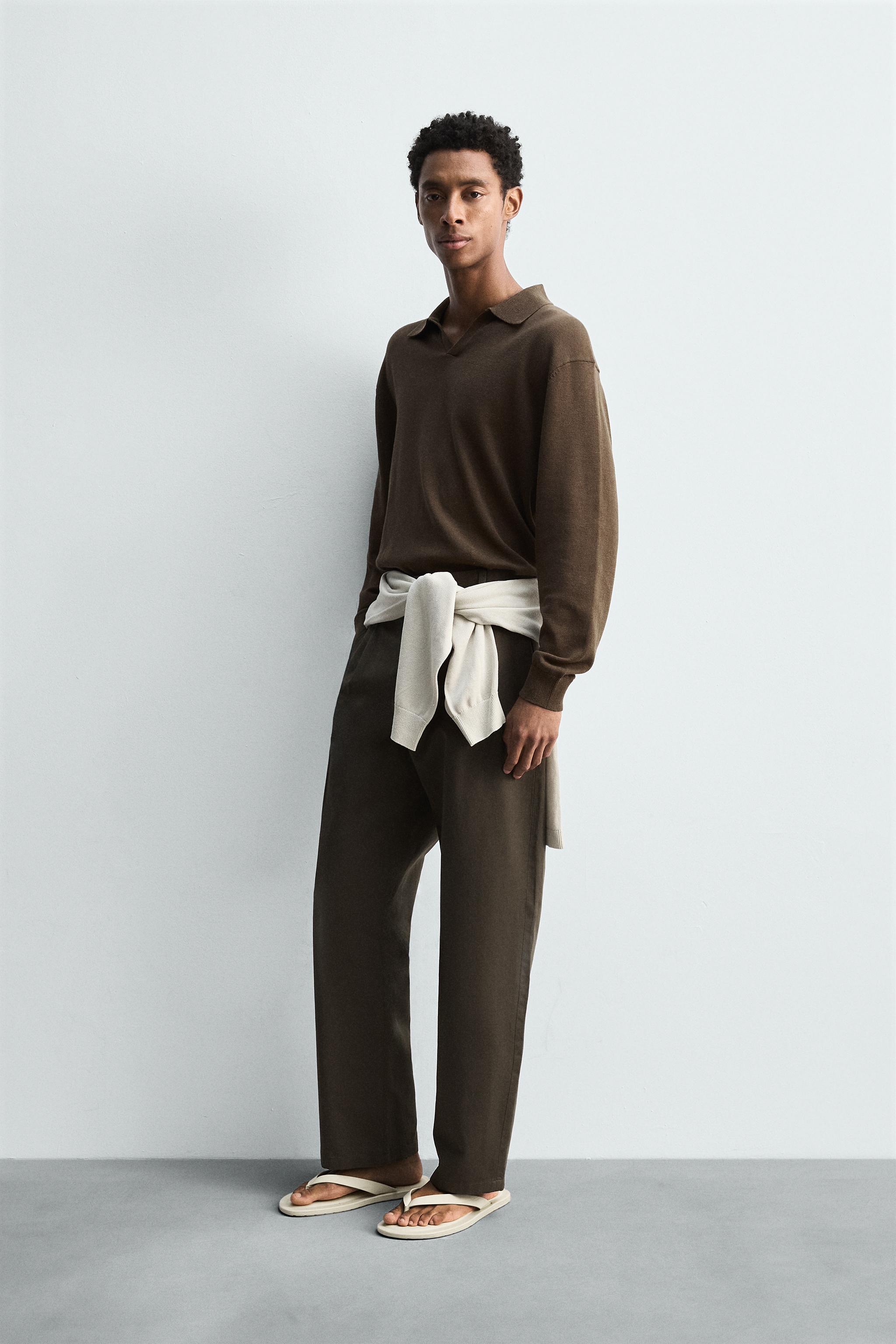 COTTON - LINEN PLEATED PANTS