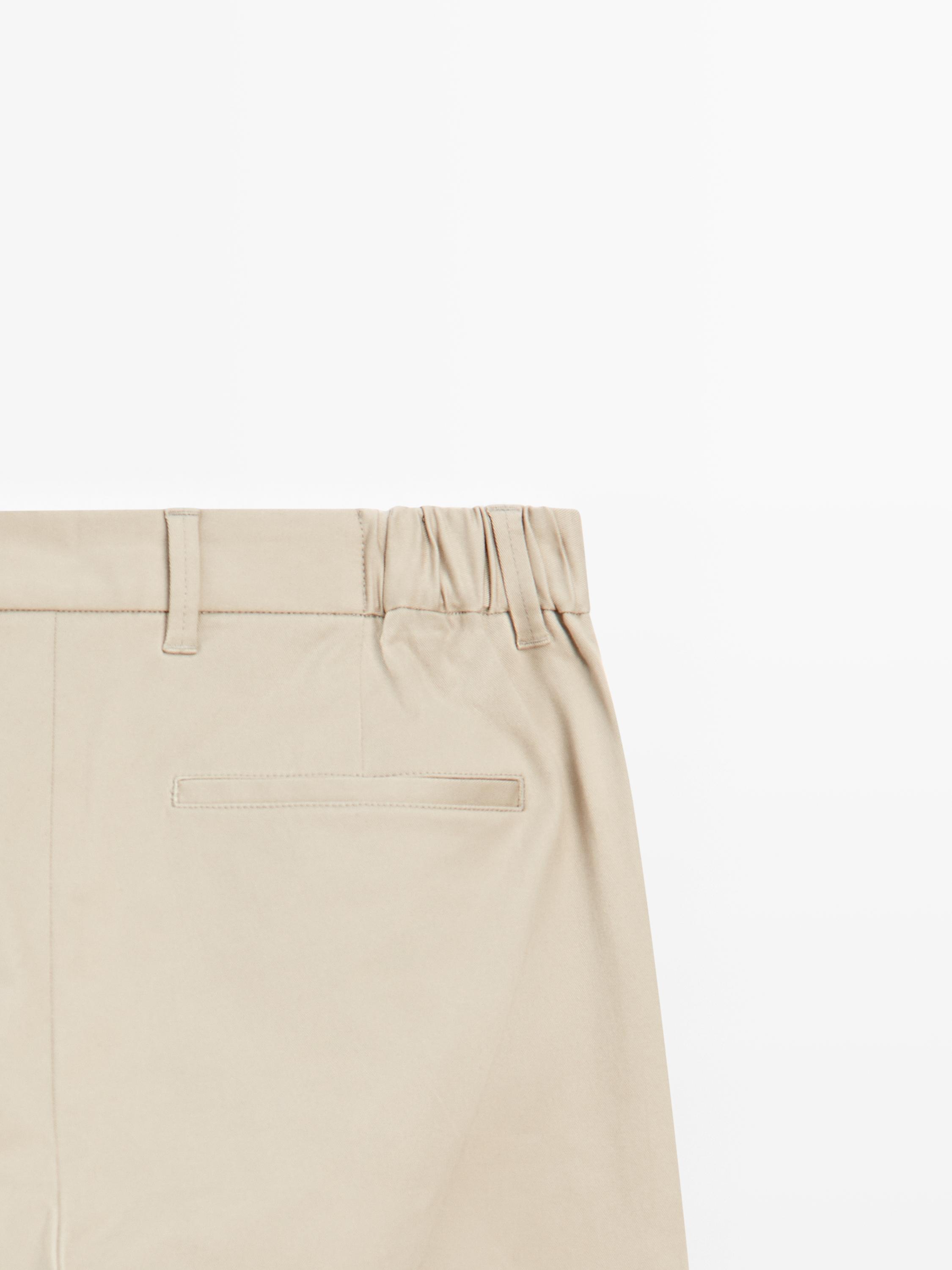Cotton blend tapered fit trousers