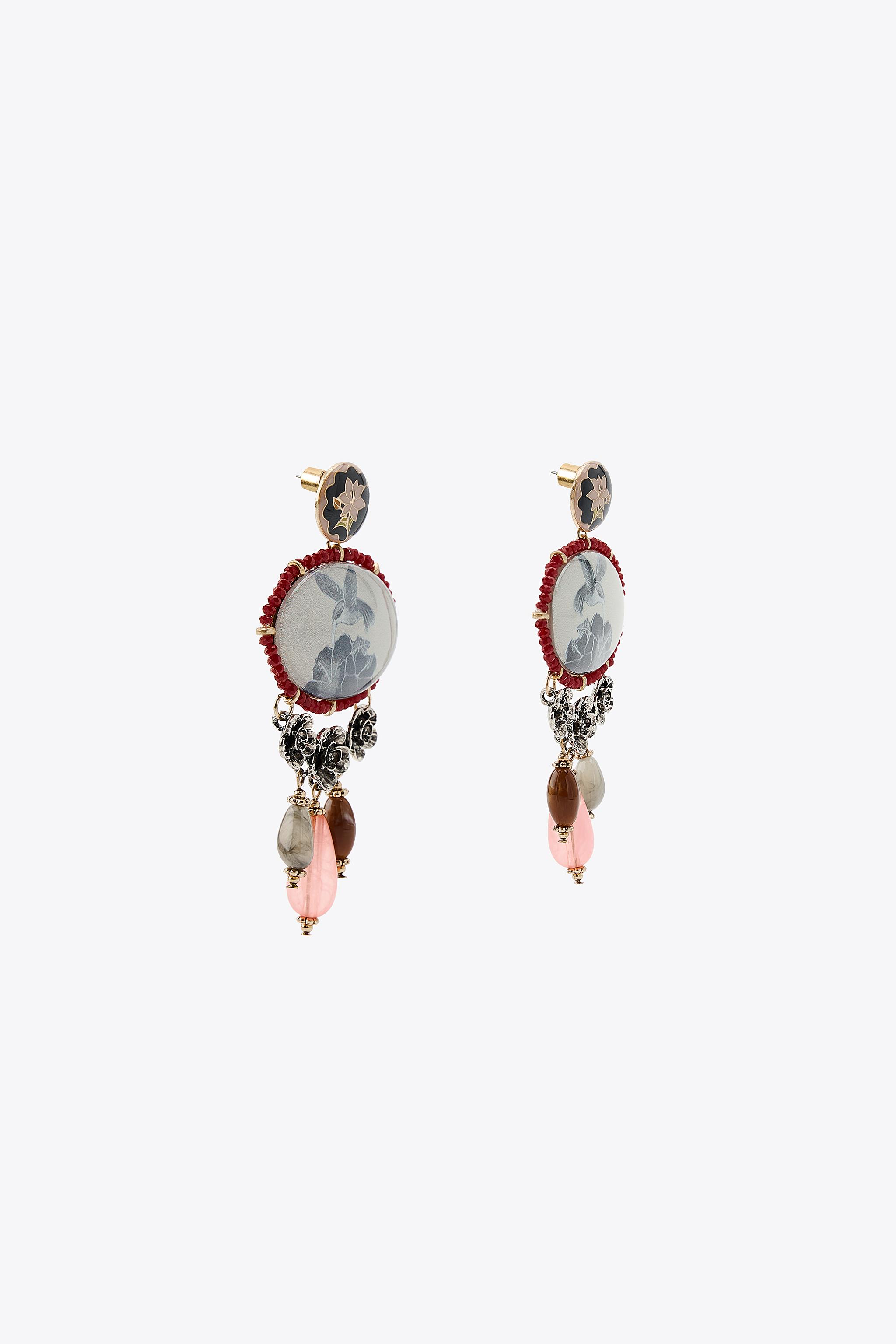 RESIN STONE CHARM EARRINGS