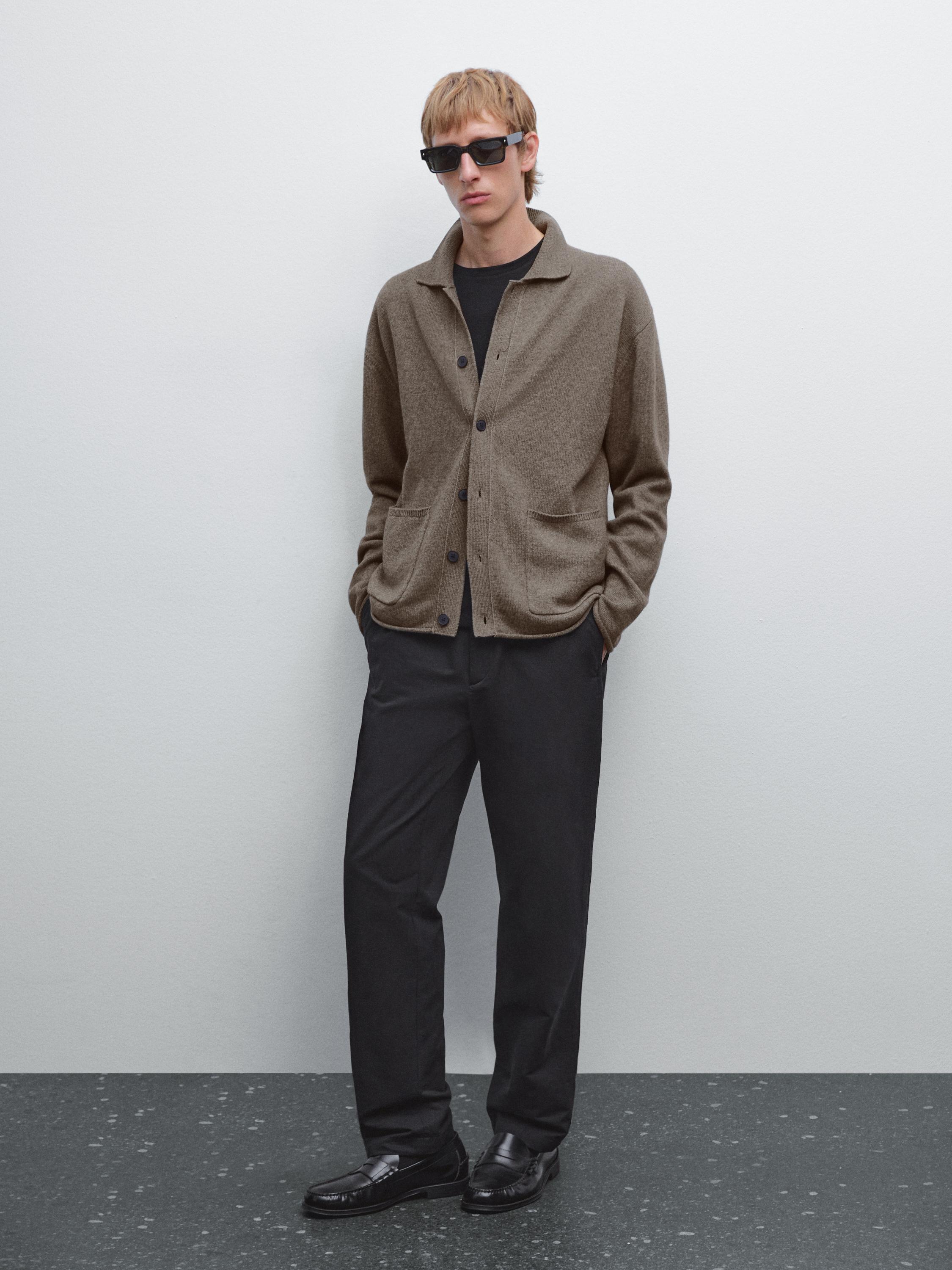 Cotton blend knit cardigan