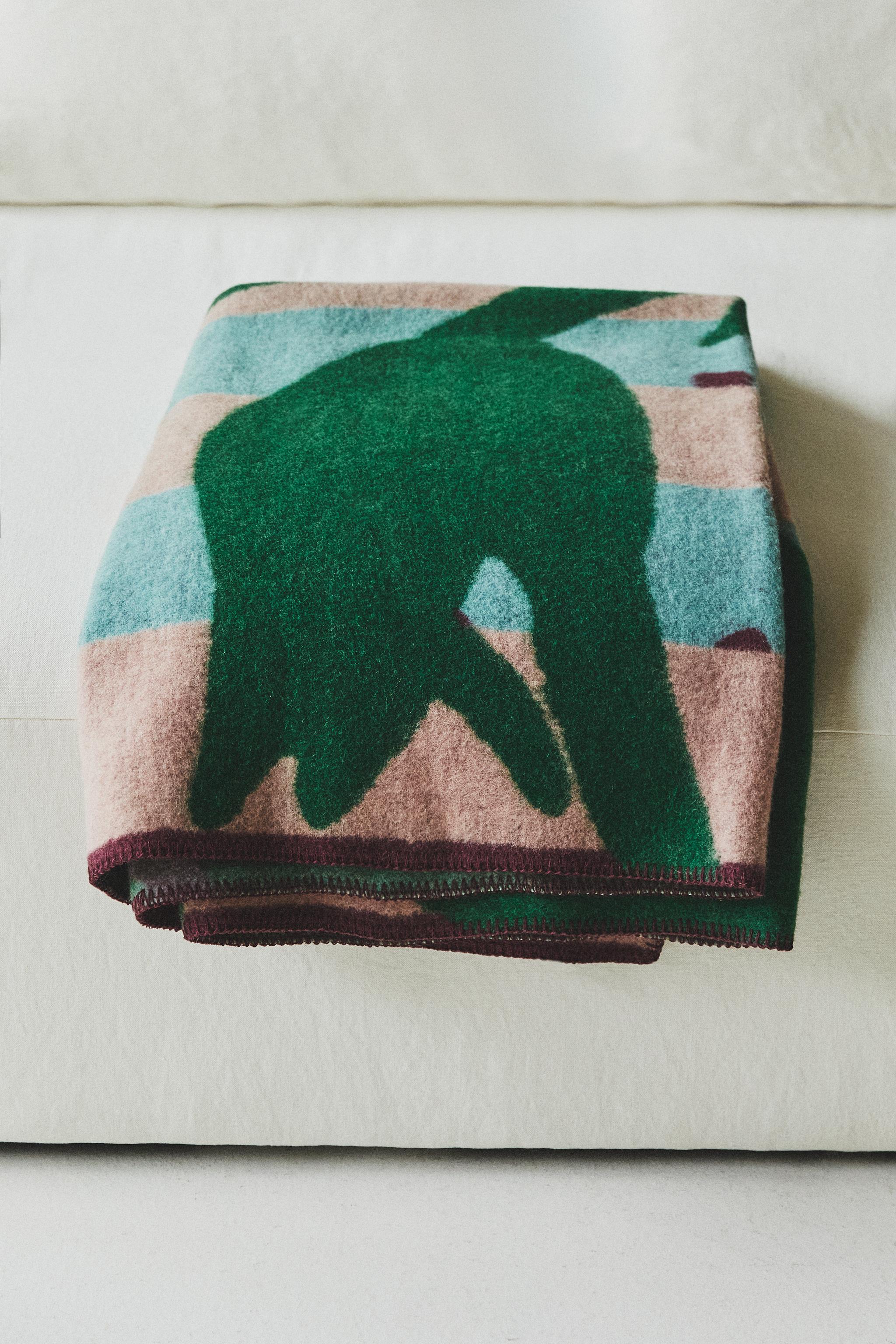 STRIPED WOOL BLANKET WITH BRANCH X COLLAGERIE