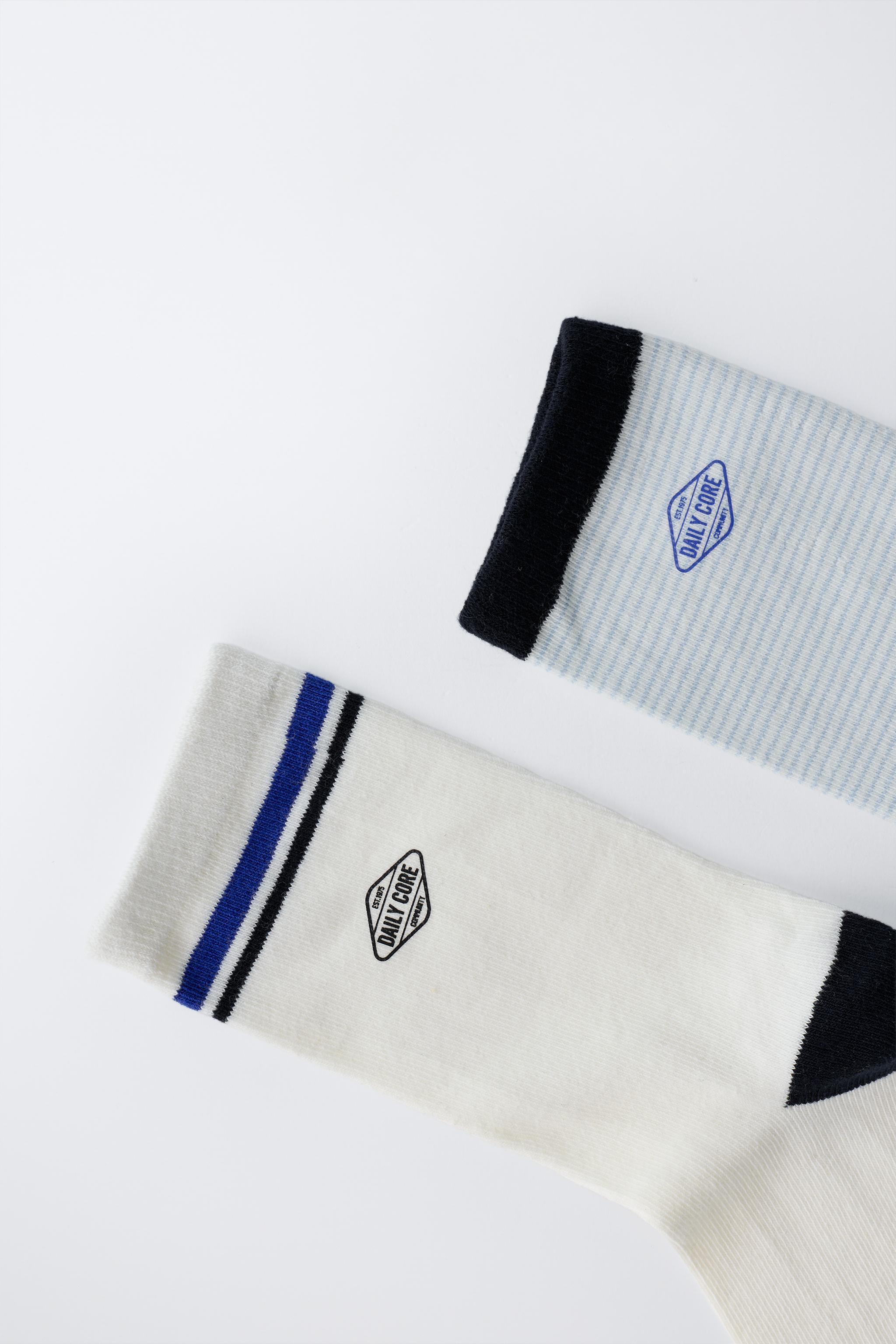 4-14 YEARS/ TWO-PACK OF LOGO AND STRIPED SOCKS