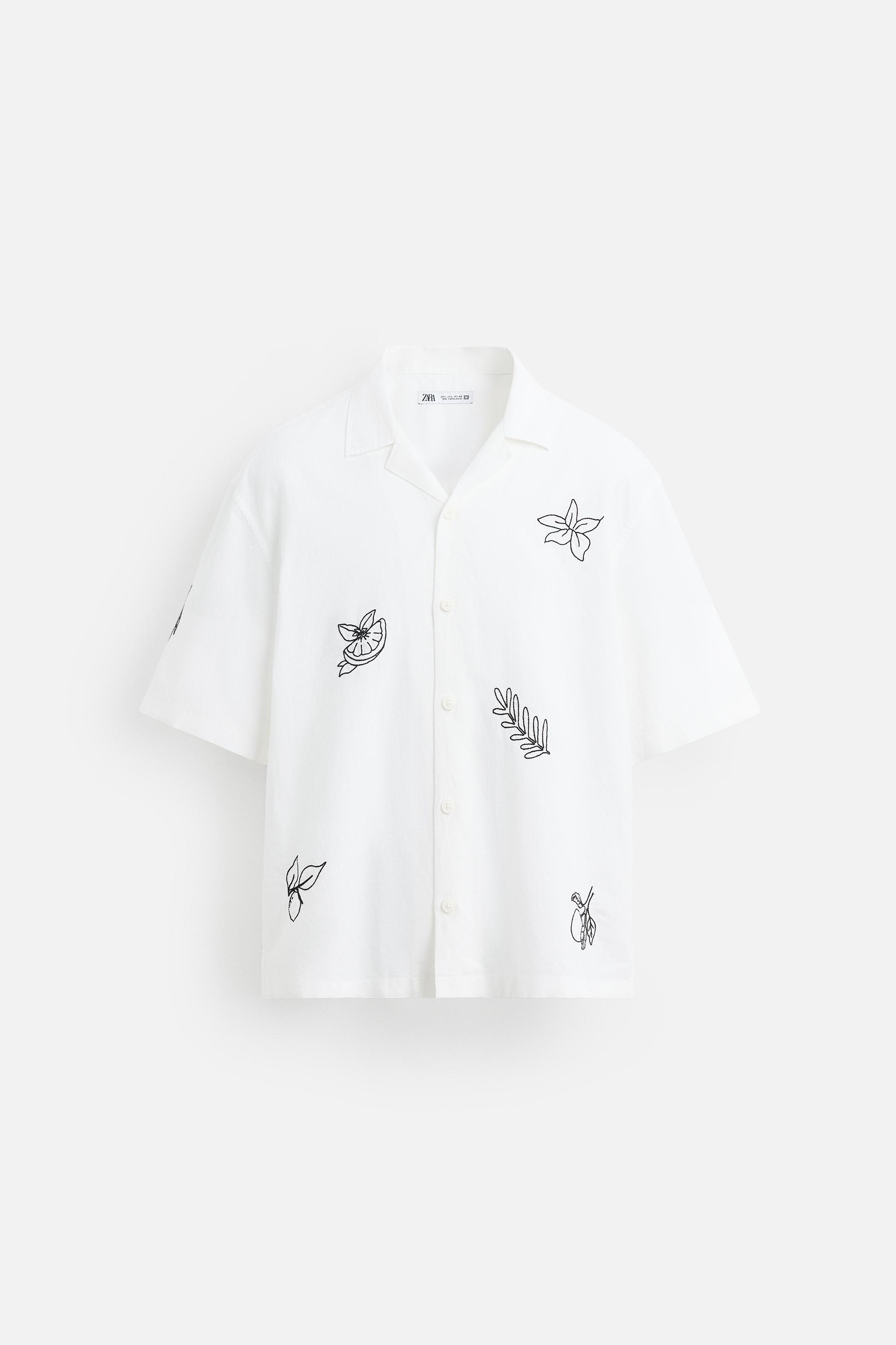 EMBROIDERED COTTON LINEN SHIRT