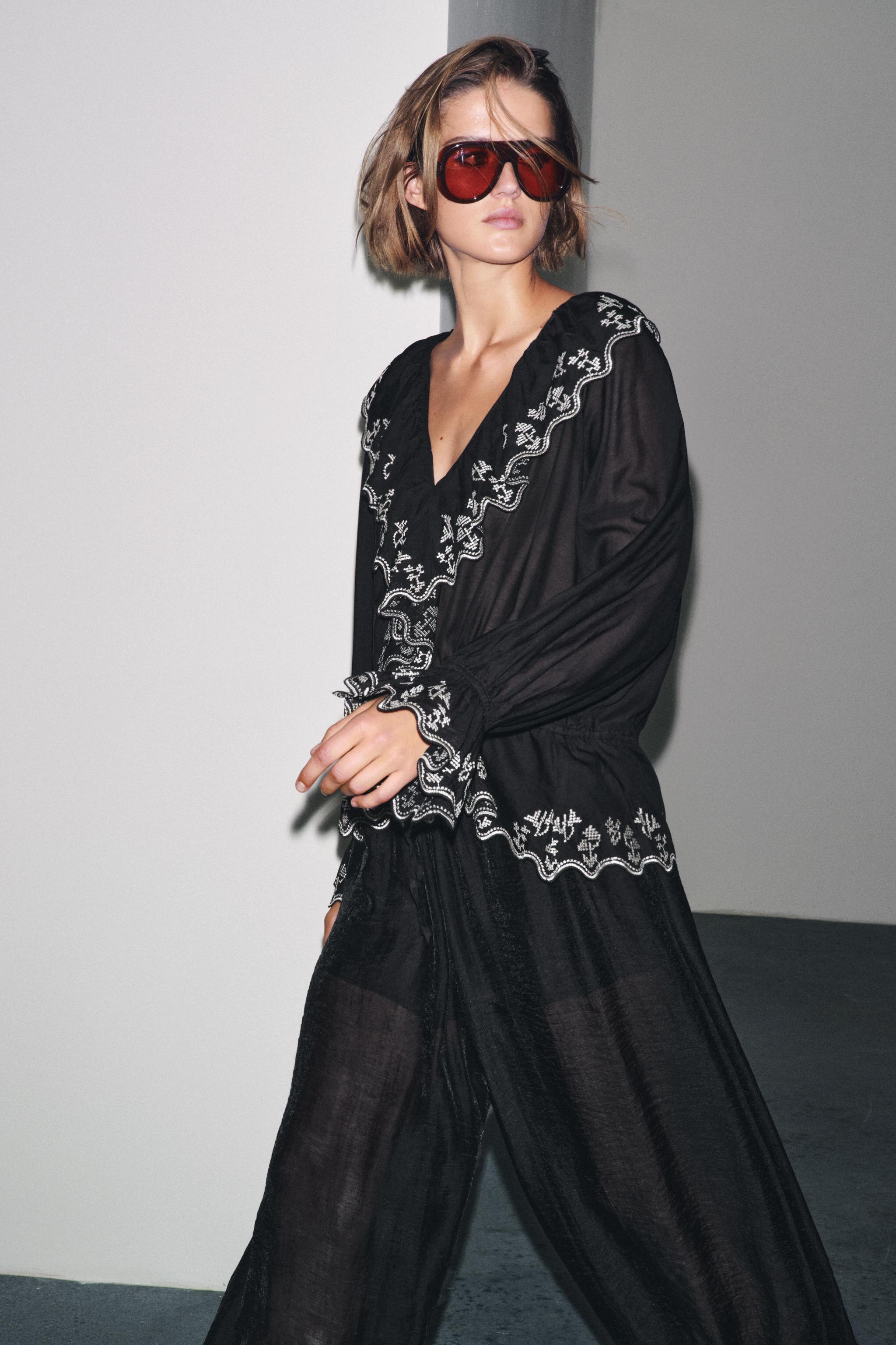 EMBROIDERED RUFFLED BLOUSE ZW COLLECTION