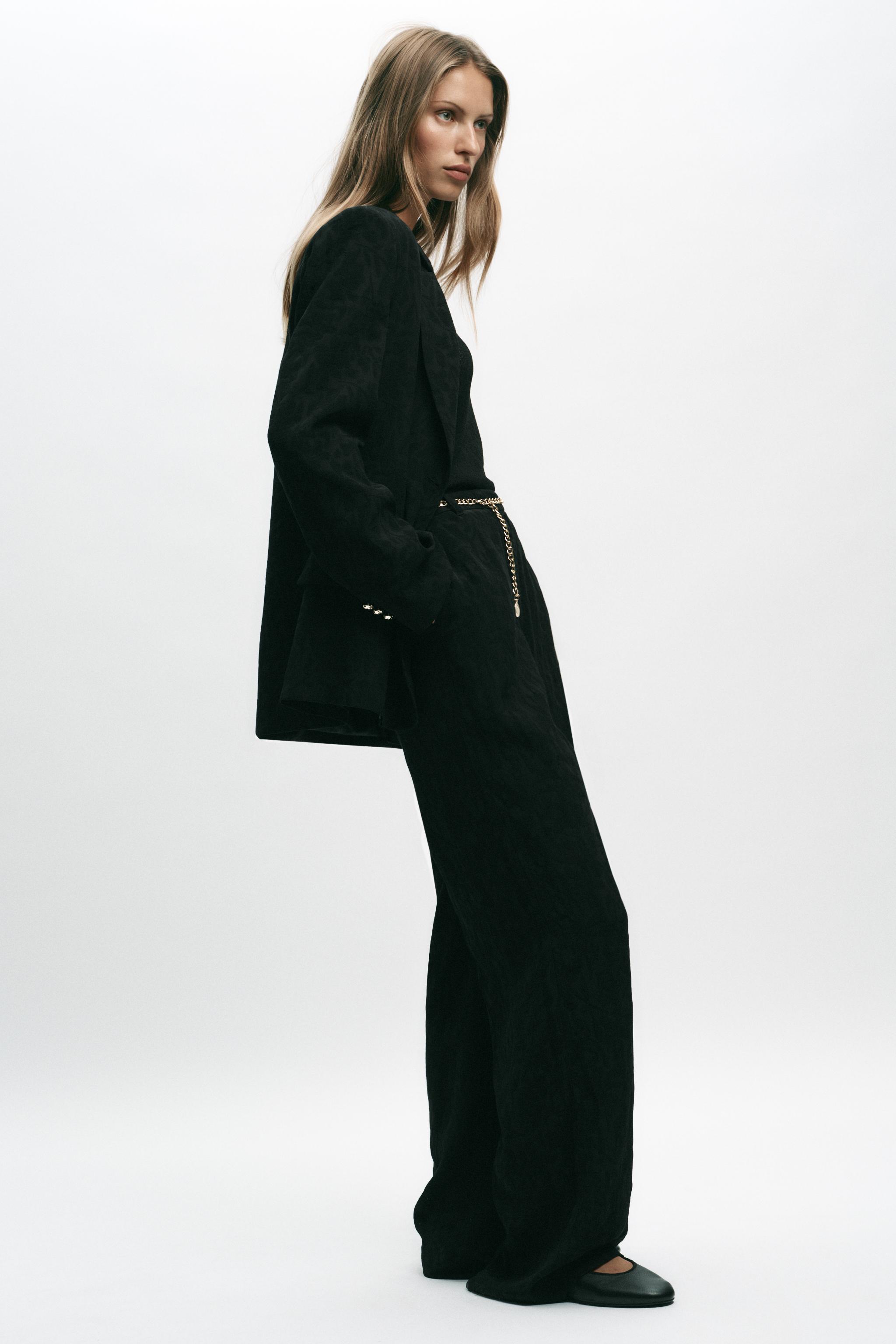 JACQUARD PANTS WITH CHAIN BELT