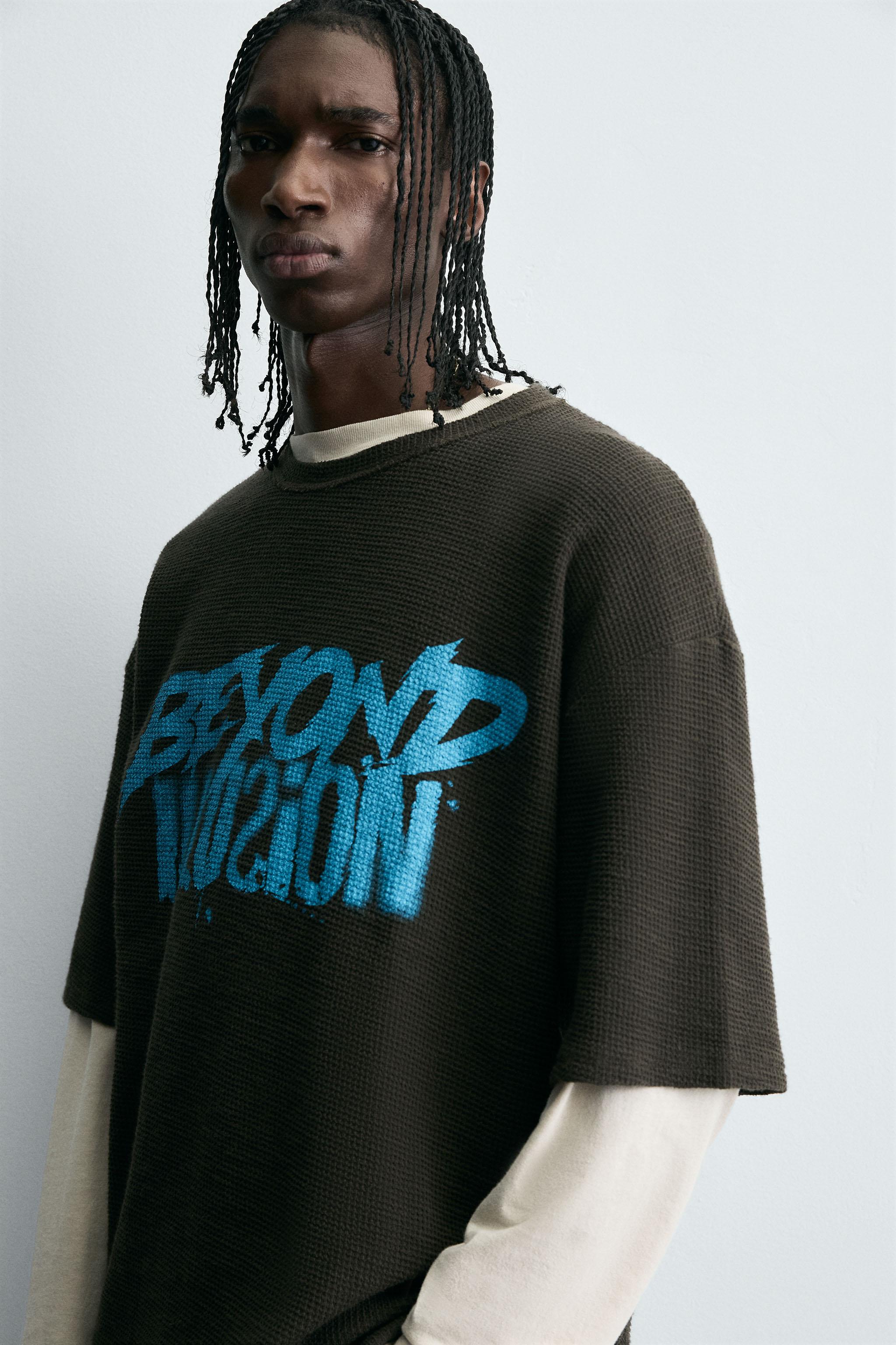 CONTRAST PRINT KNIT T-SHIRT