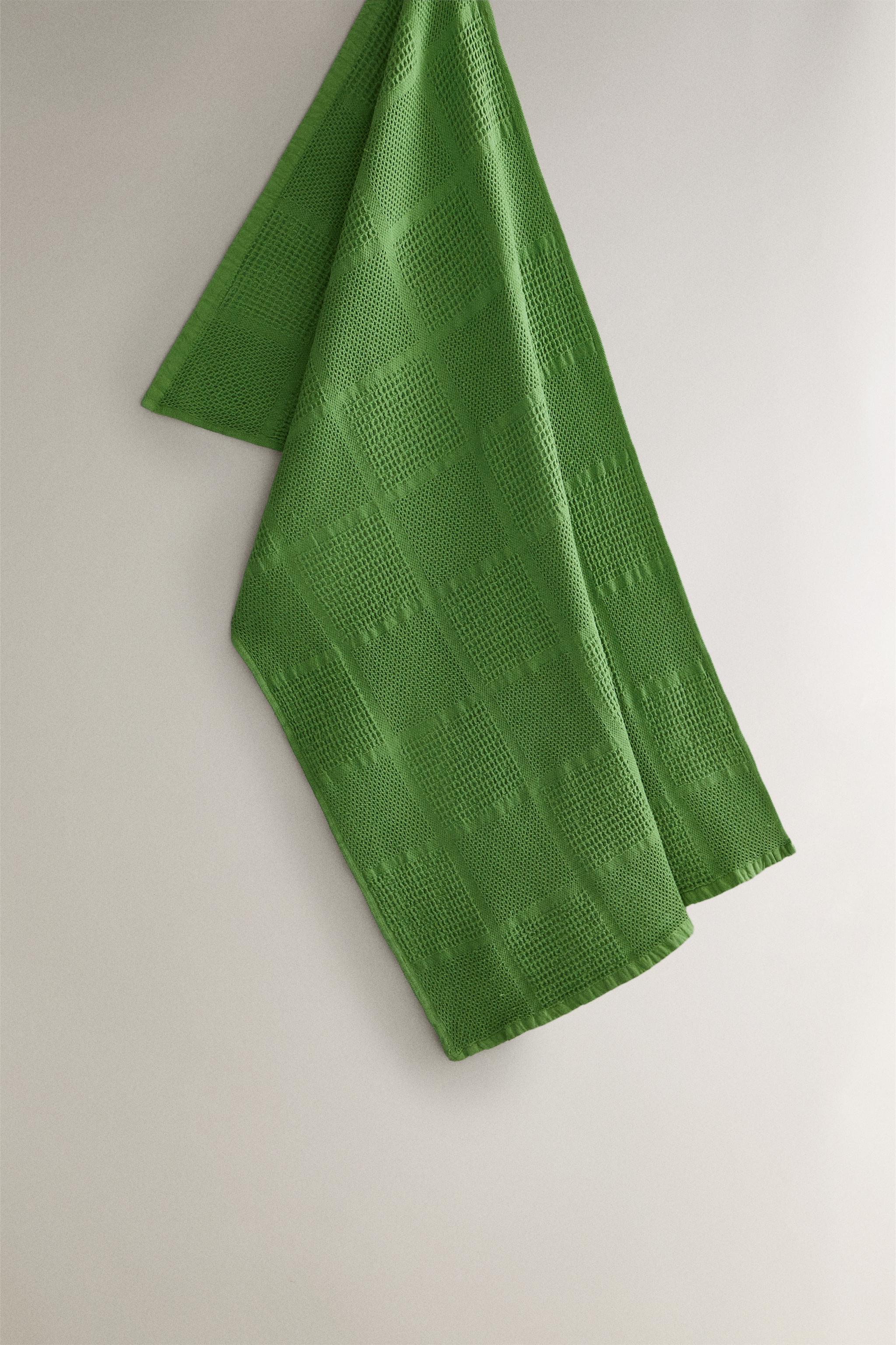 WAFFLE-KNIT COTTON KITCHEN TOWEL