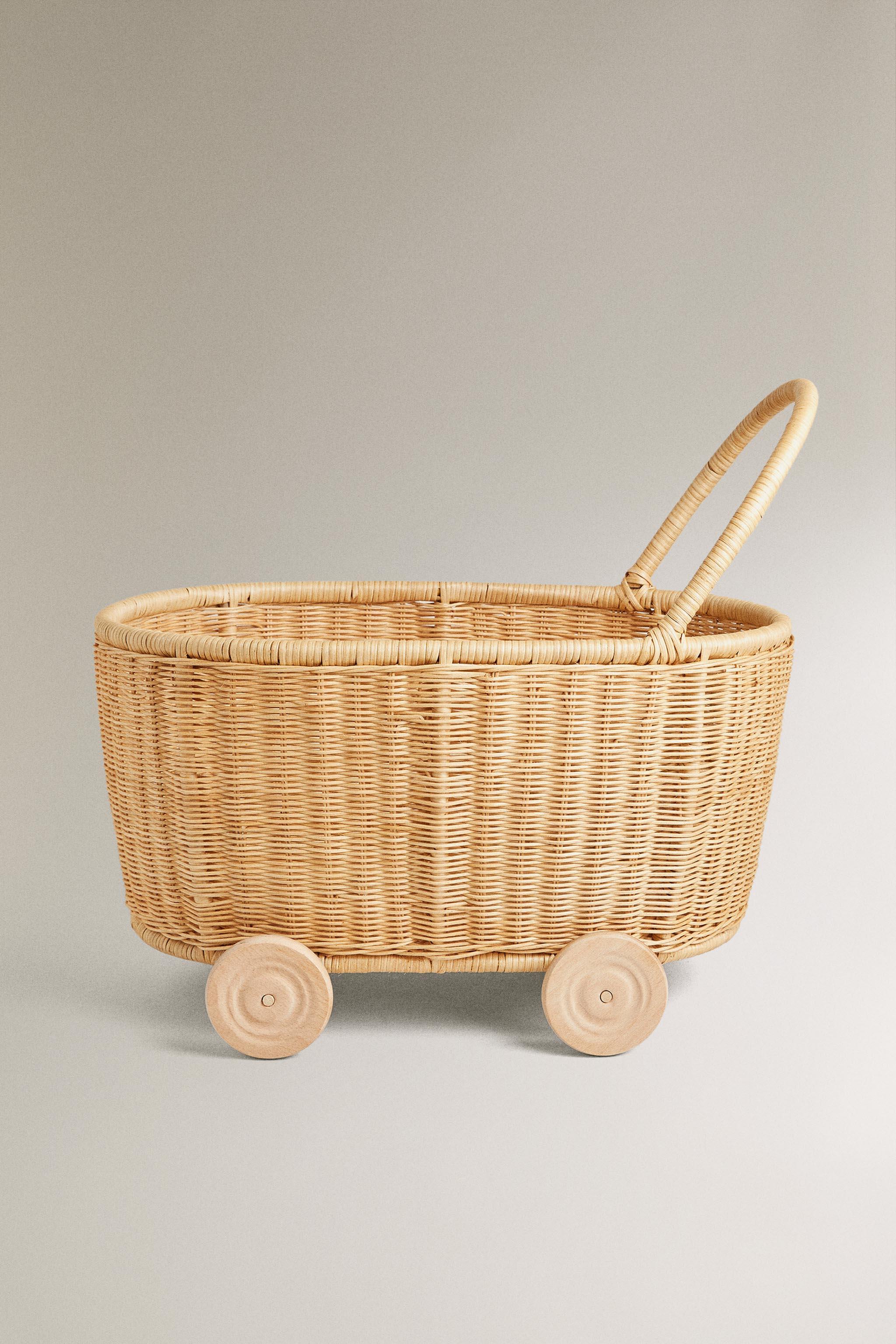 RATTAN CART WITH WHEELS
