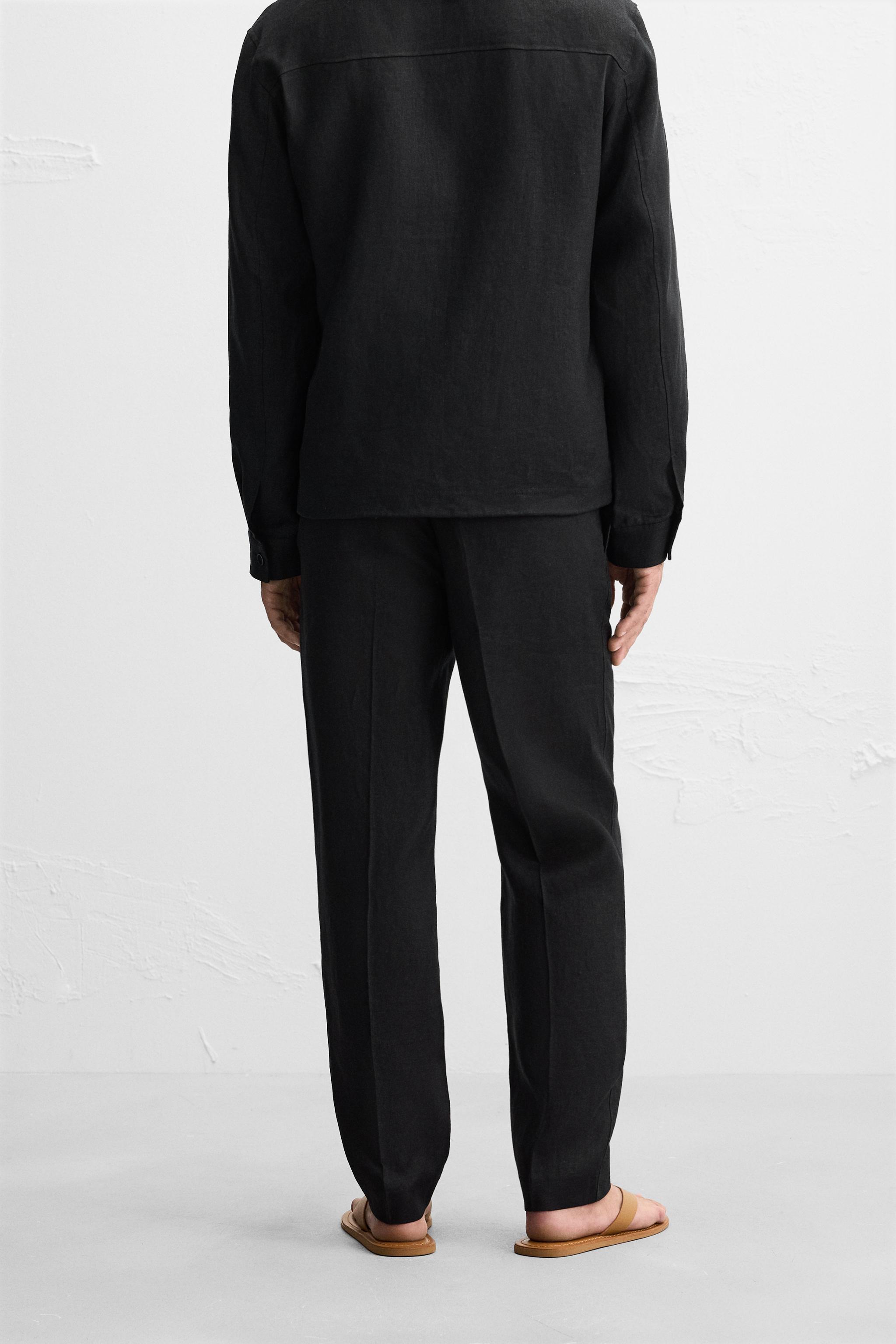 100% LINEN REGULAR FIT PANTS