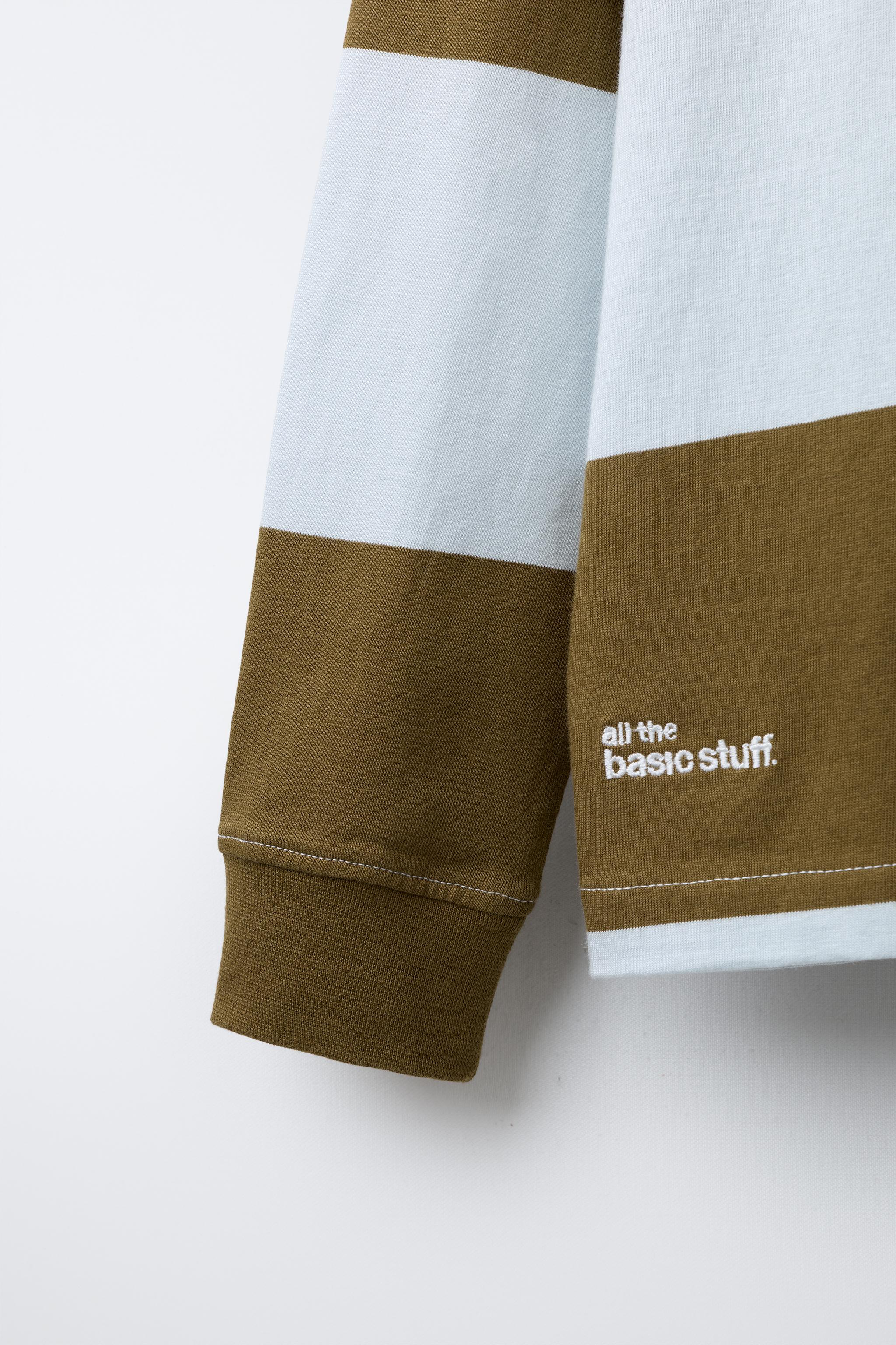 STRIPED POLO SHIRT WITH EMBROIDERED TEXT