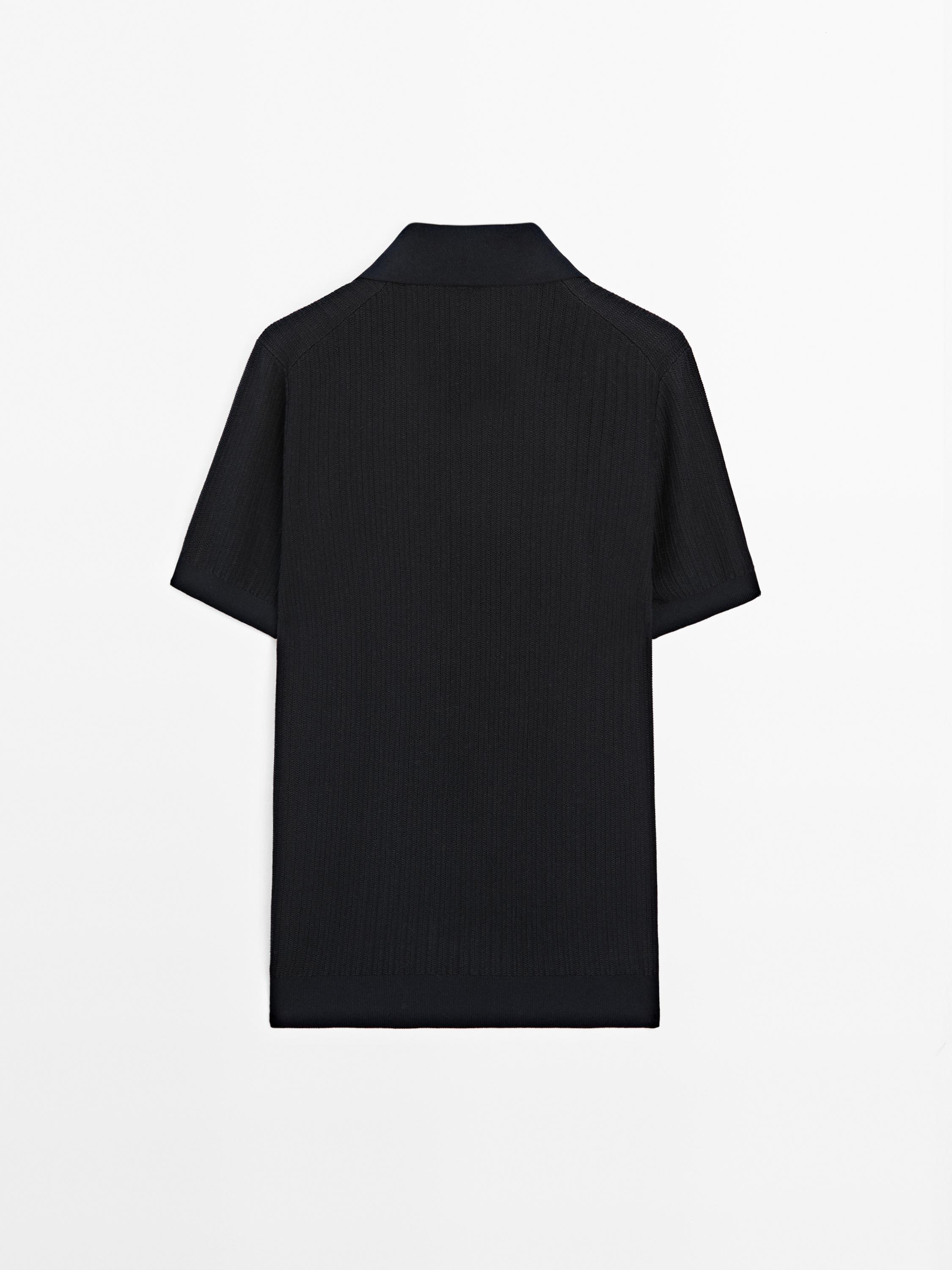 Short sleeve jacquard knit polo shirt