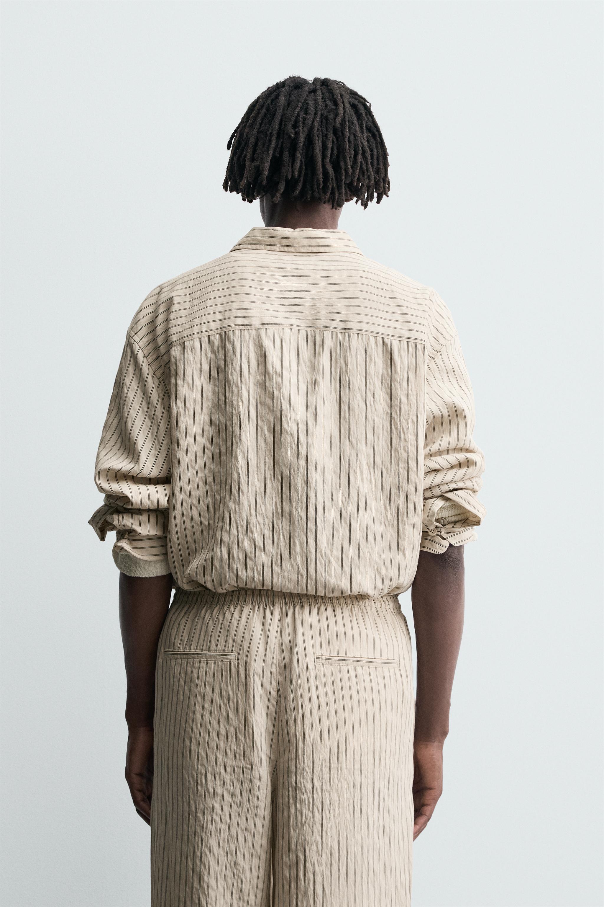 FLOWY WRINKLED EFFECT STRIPED SHIRT