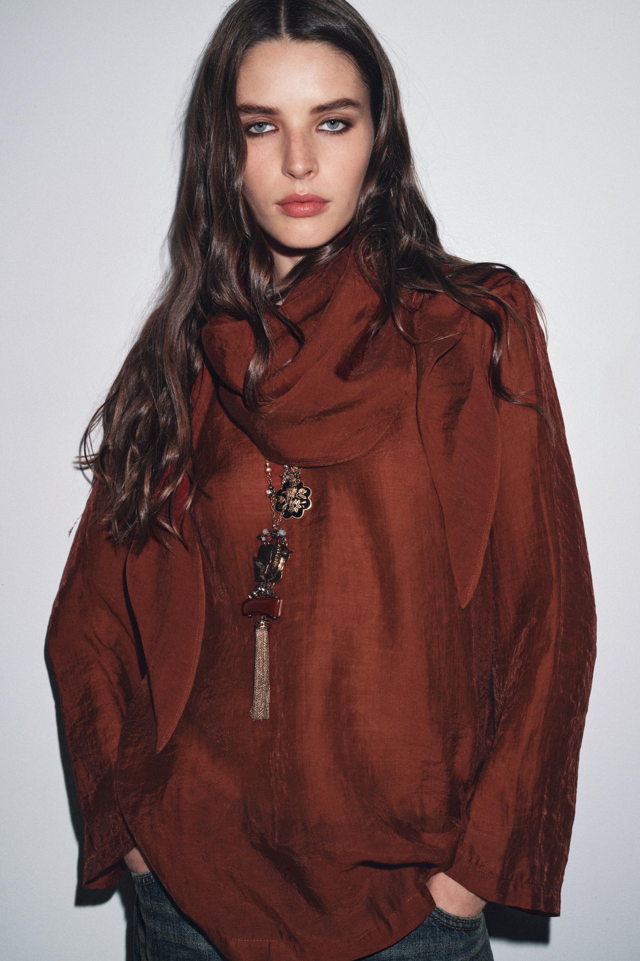 FLOWY BLOUSE WITH MULTI-POSITION SCARF ZW COLLECTION