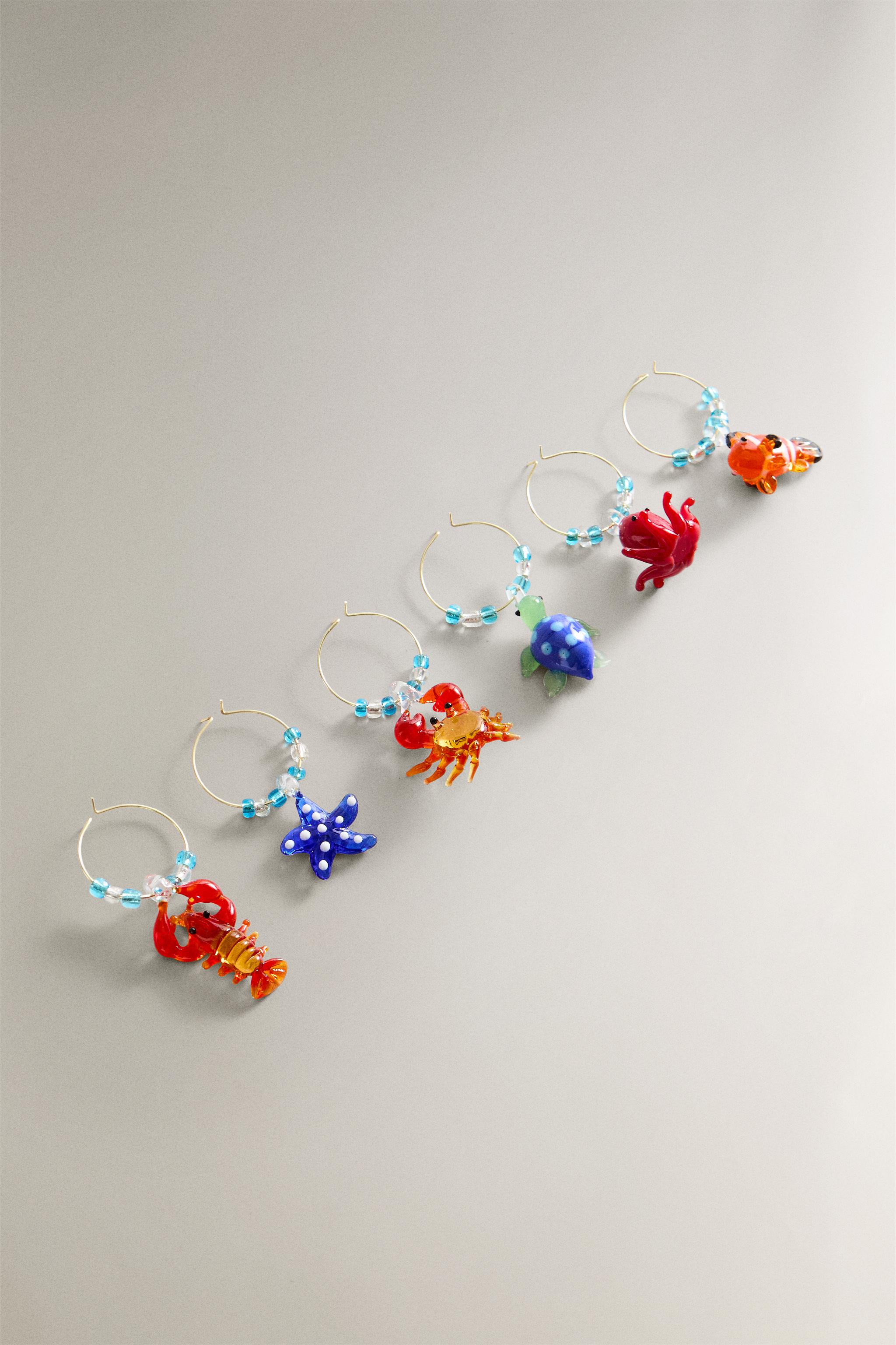 SET OF MARINE ANIMAL GLASS CHARMS (SET OF 6)