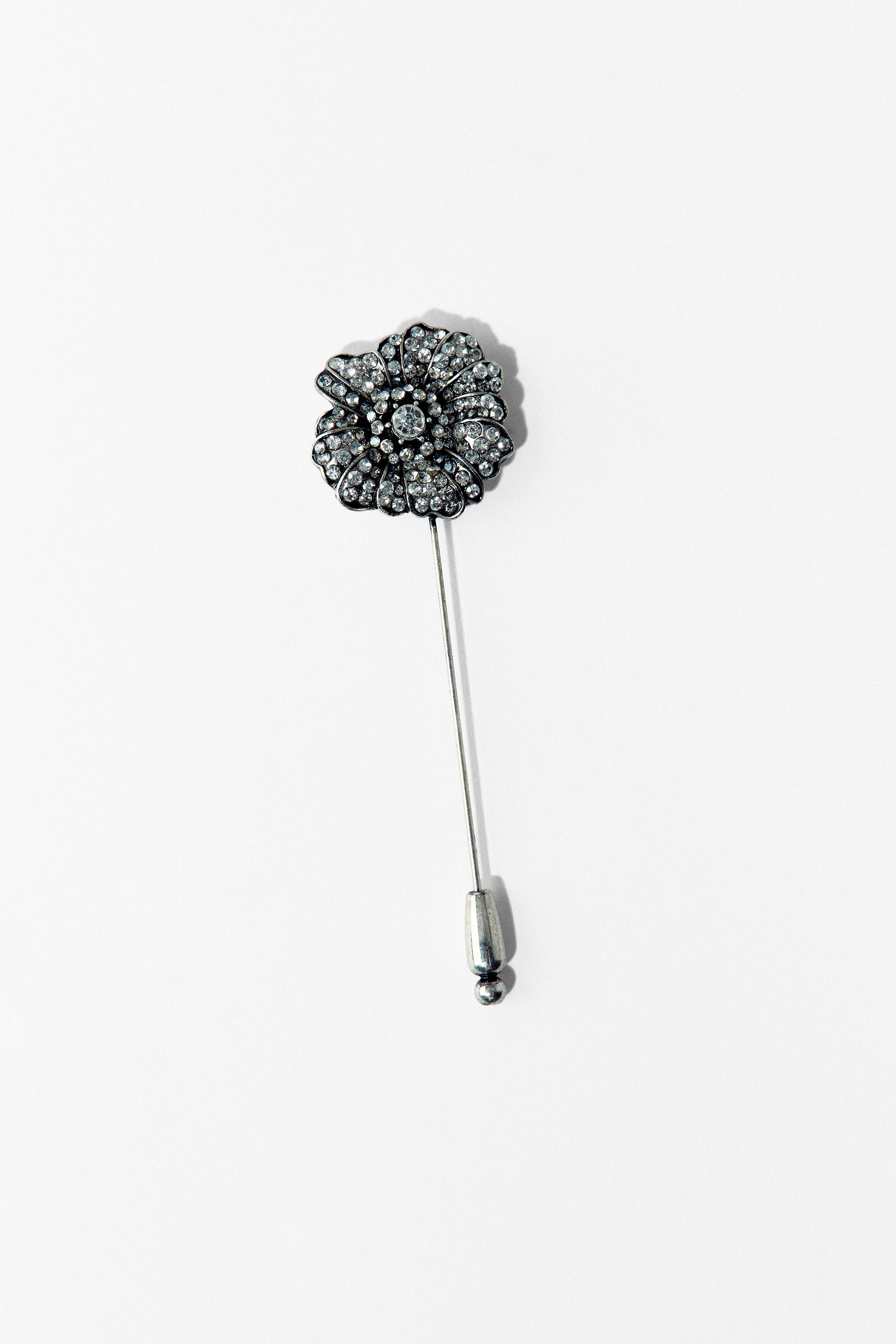 SPARKLY FLORAL PIN BROOCH