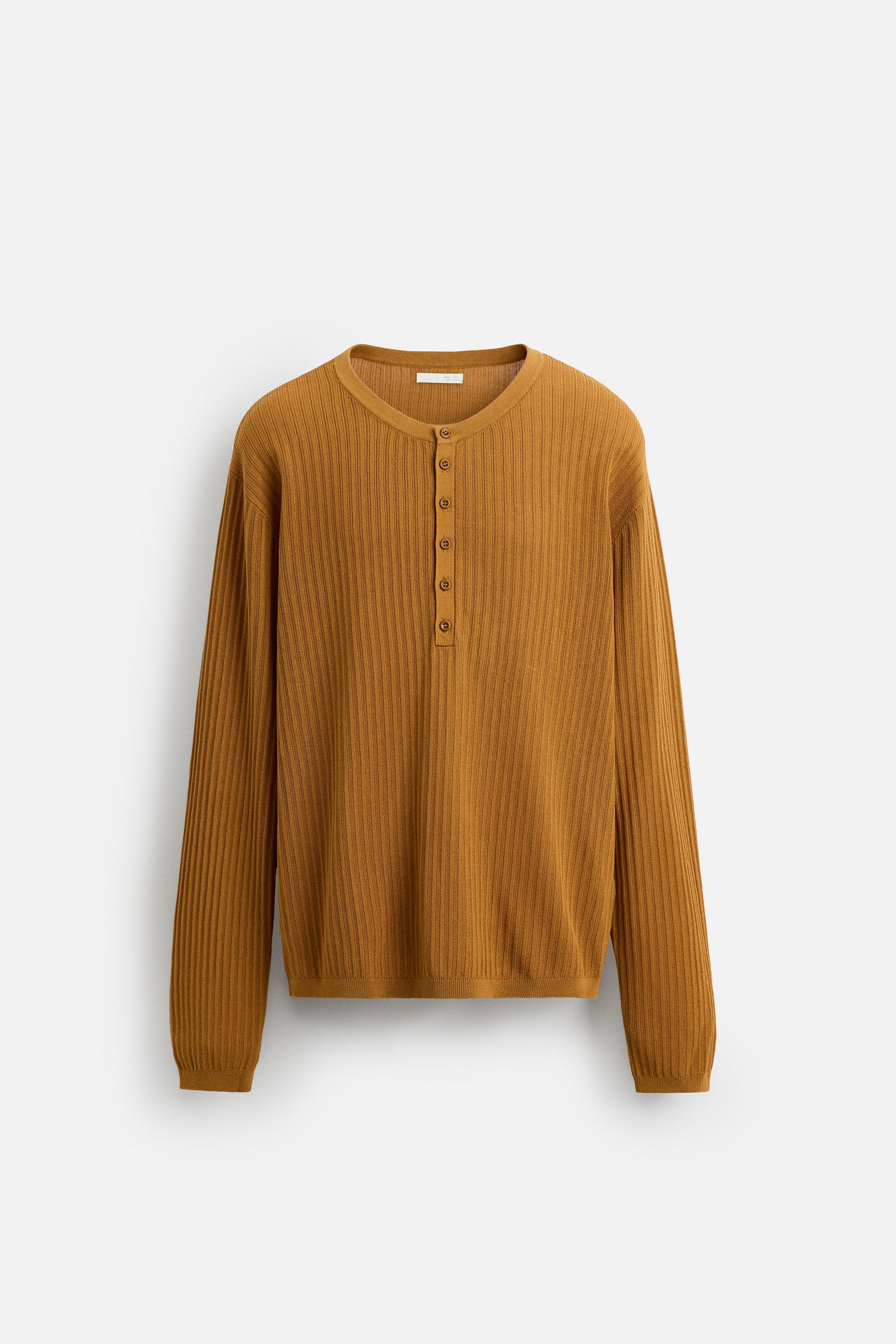 BUTTON NECK KNIT T-SHIRT