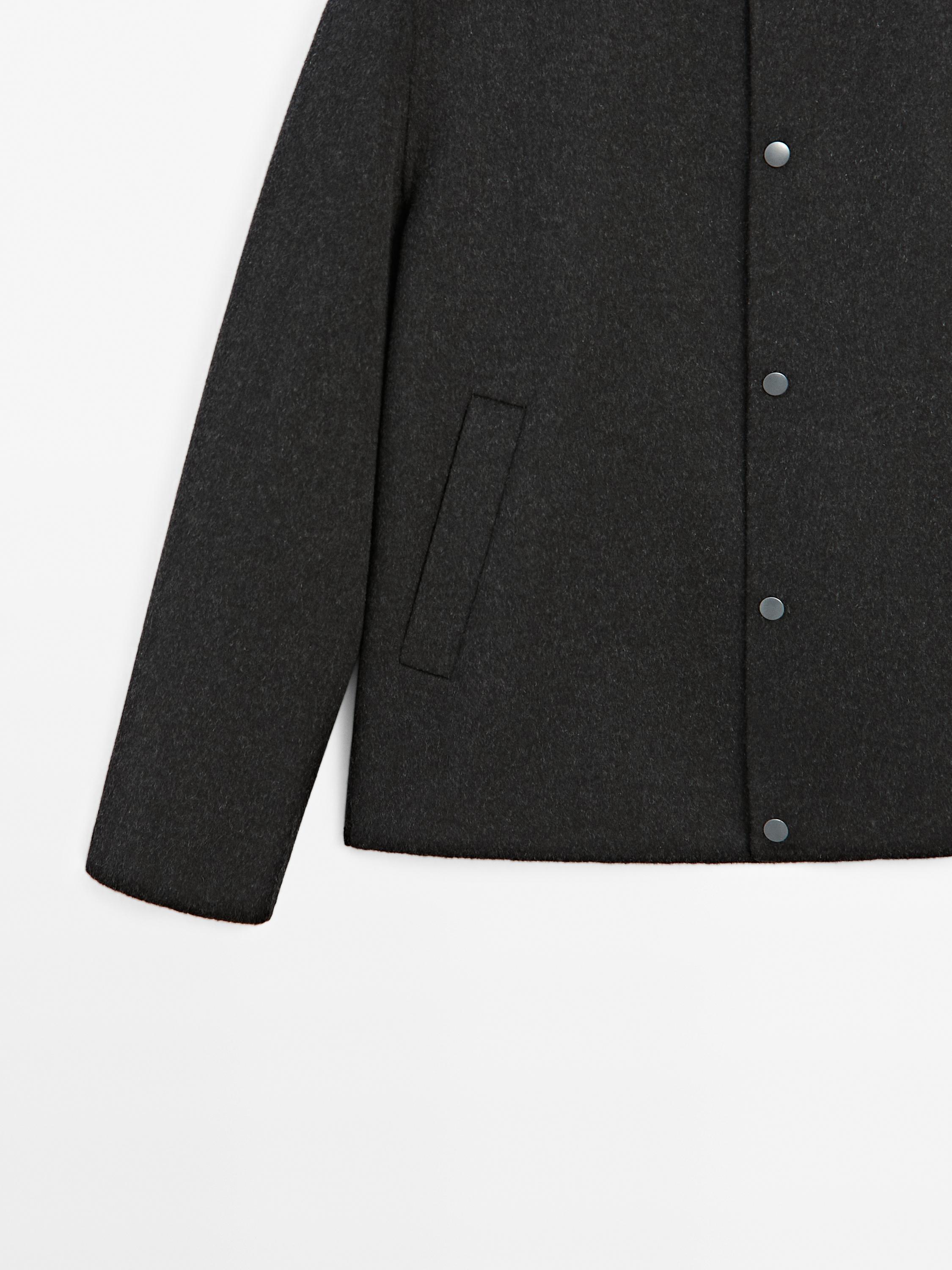 Double-layer wool blend bomber jacket